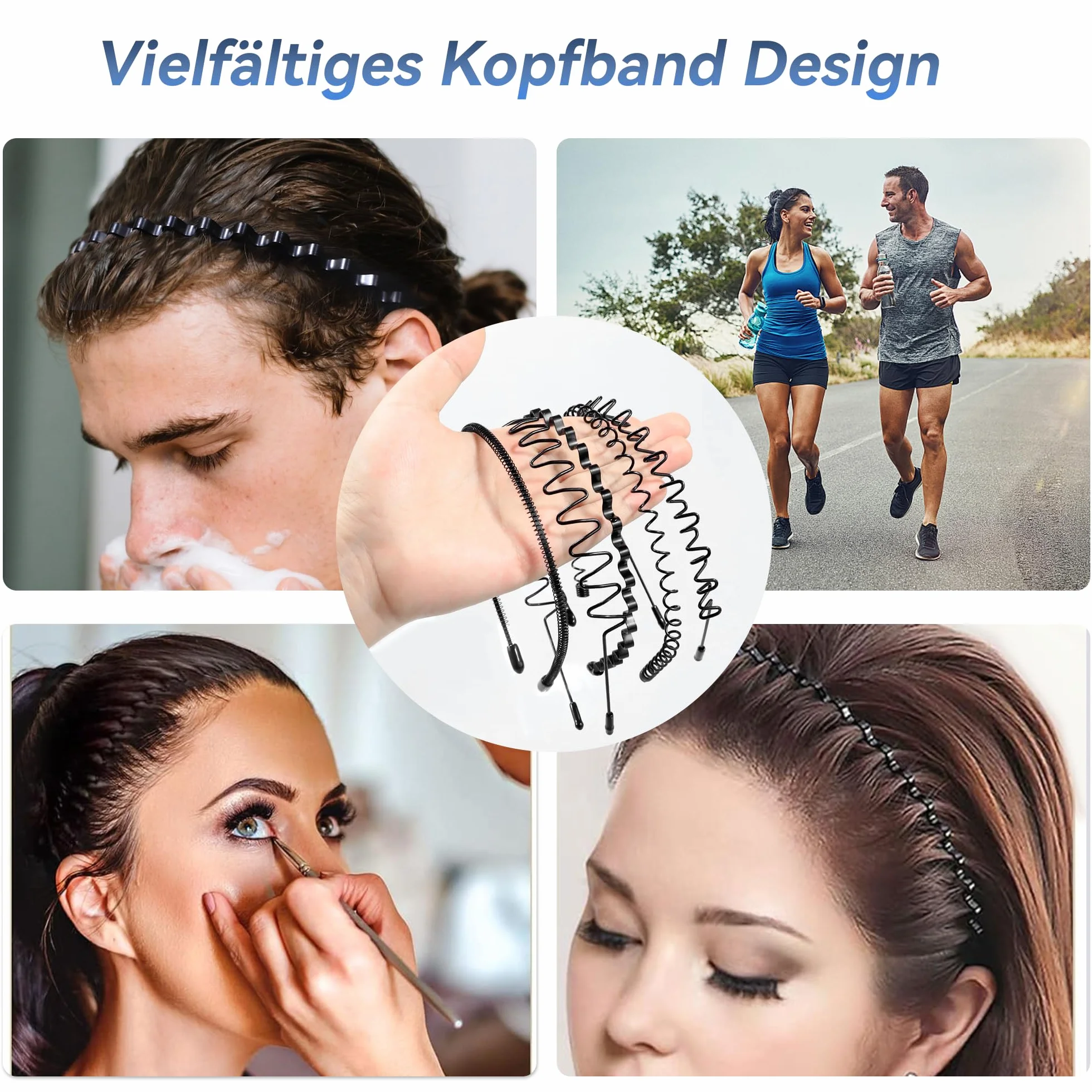 Elalove 6 Pezzi Cerchietti Capelli Metallo Onda Antiscivolo Sport Yoga