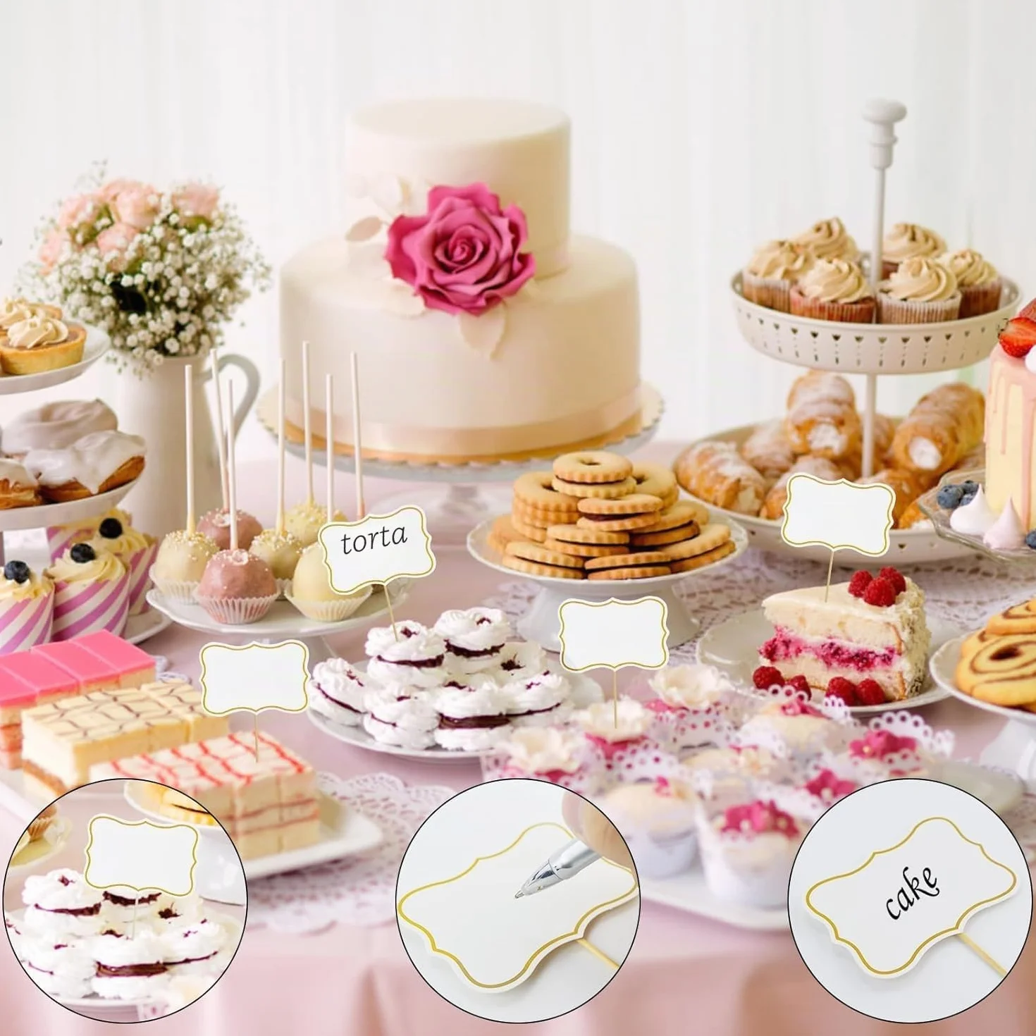Etichette vuote per formaggi 62 bandiere per cupcake bianco per stuzzicadenti feste torte decorazioni alimentari