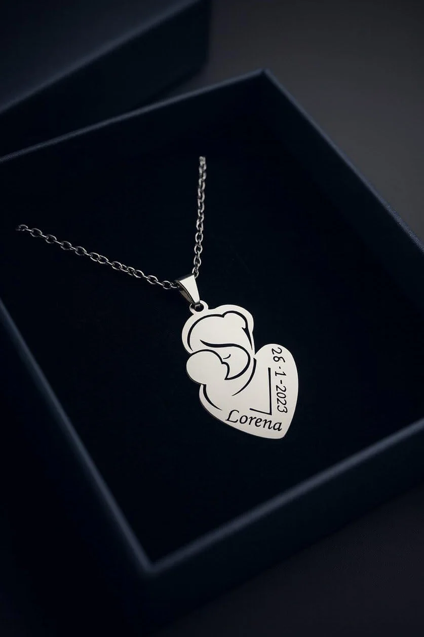 Collana Mamma e Bambino Personalizzata con Nome e Data Acciaio Inossidabile Idea Regalo