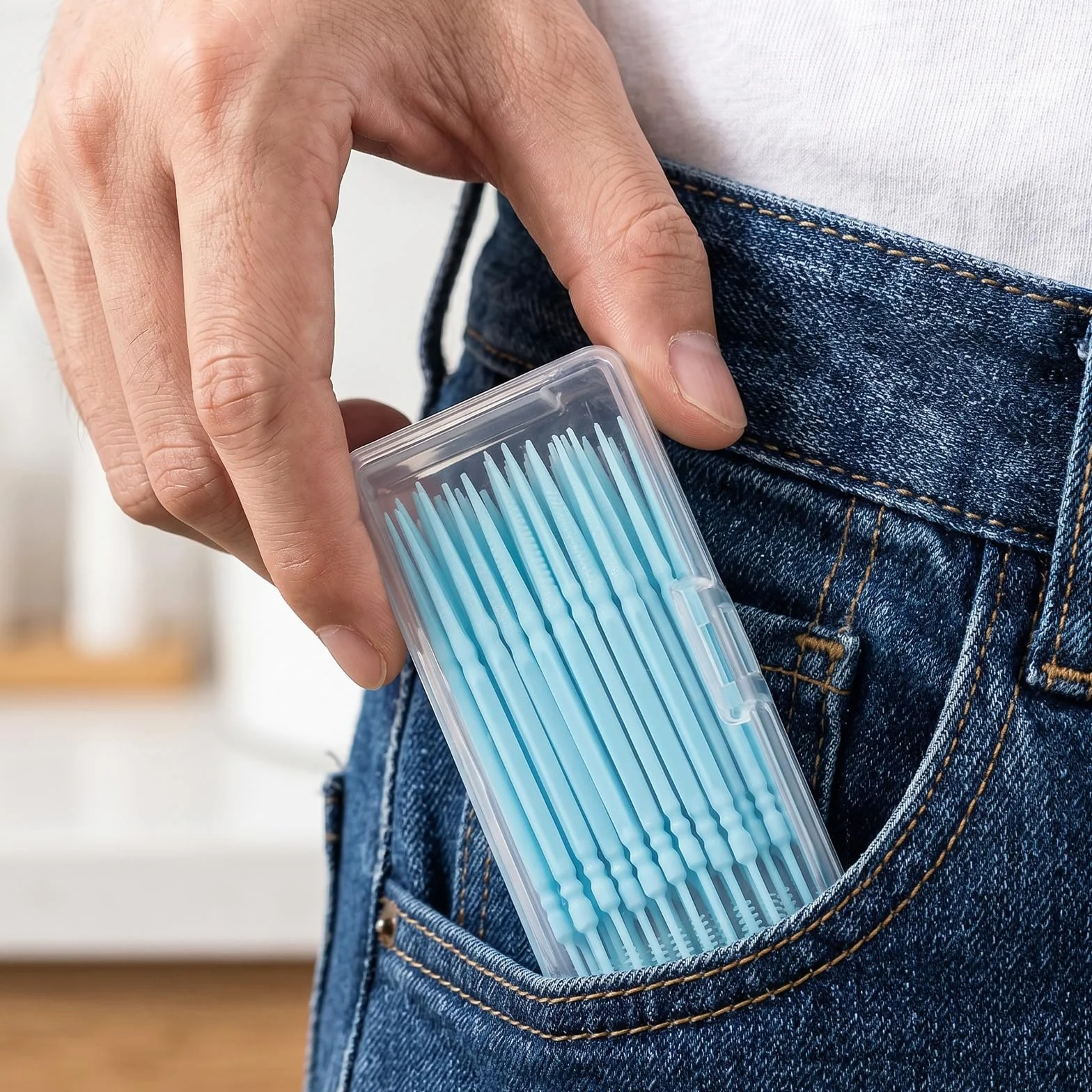 Stuzzicadenti Plastica 400 Pezzi Monouso Doppia Punta Pulizia Dentale 2 Scatole Portatili Bianca Azzurra