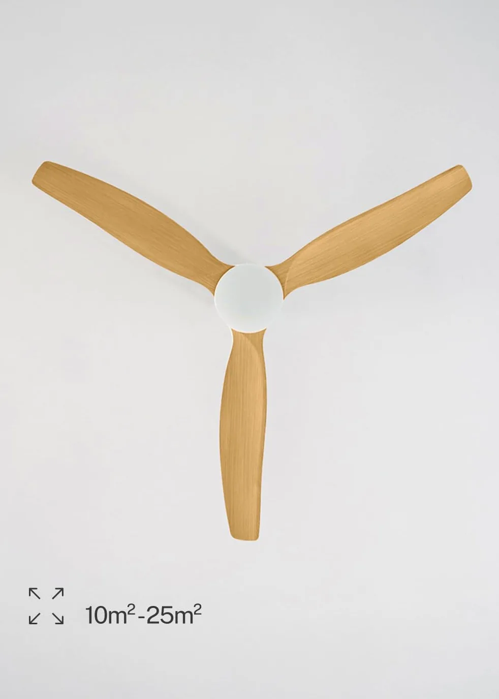 CREATE / WINDCALM M/Ventilatore da soffitto ABS con luce verde sage pale effetto legno chiaro e telecomando / 40W, Silenzioso, Ø132 cm, 3 temperature di luce, temporizzatore, funzione estate-inverno