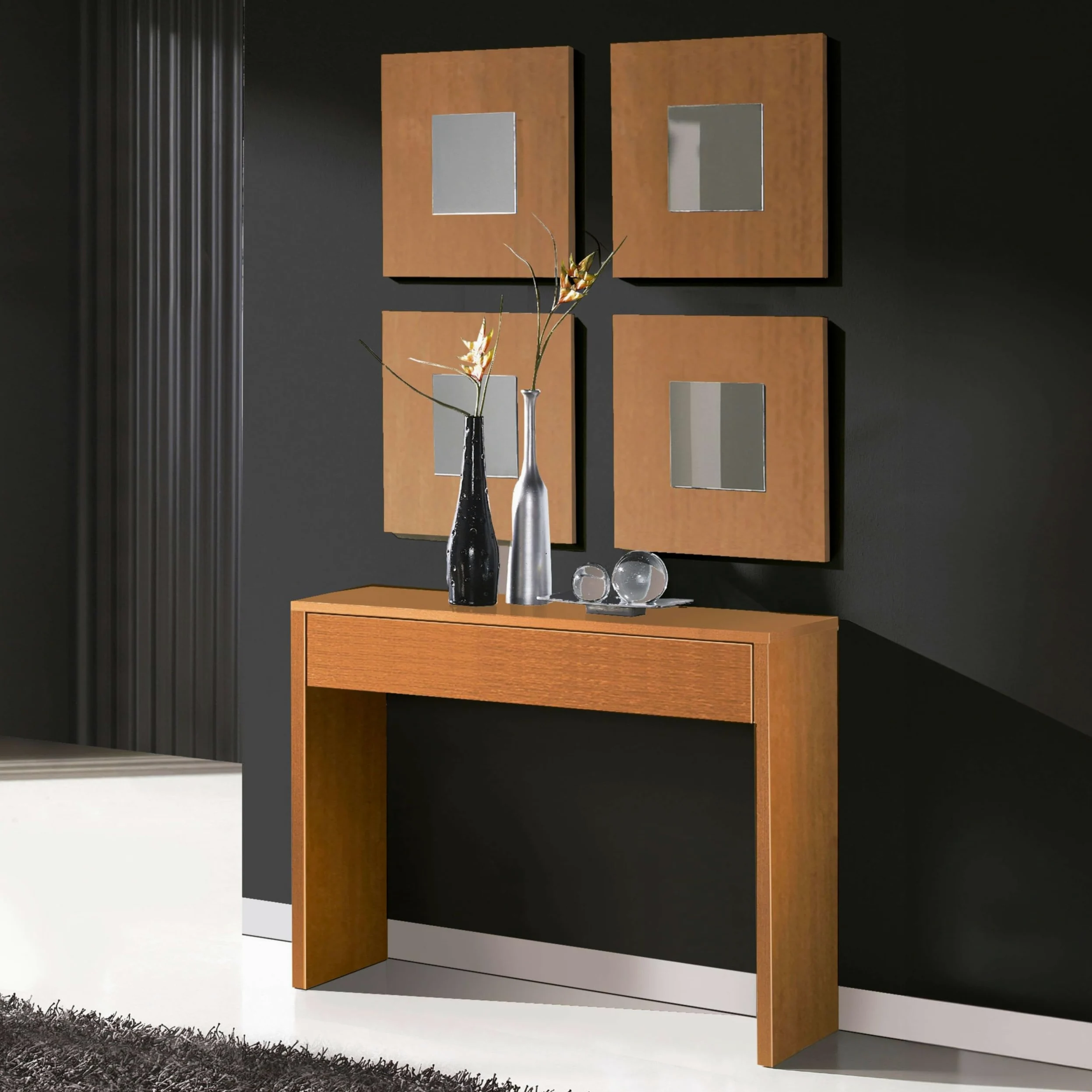 Miroytengo Ingresso moderno Lupe Ciliegio 100 x 76 x 30 cm con Cassetto e Stoccaggio