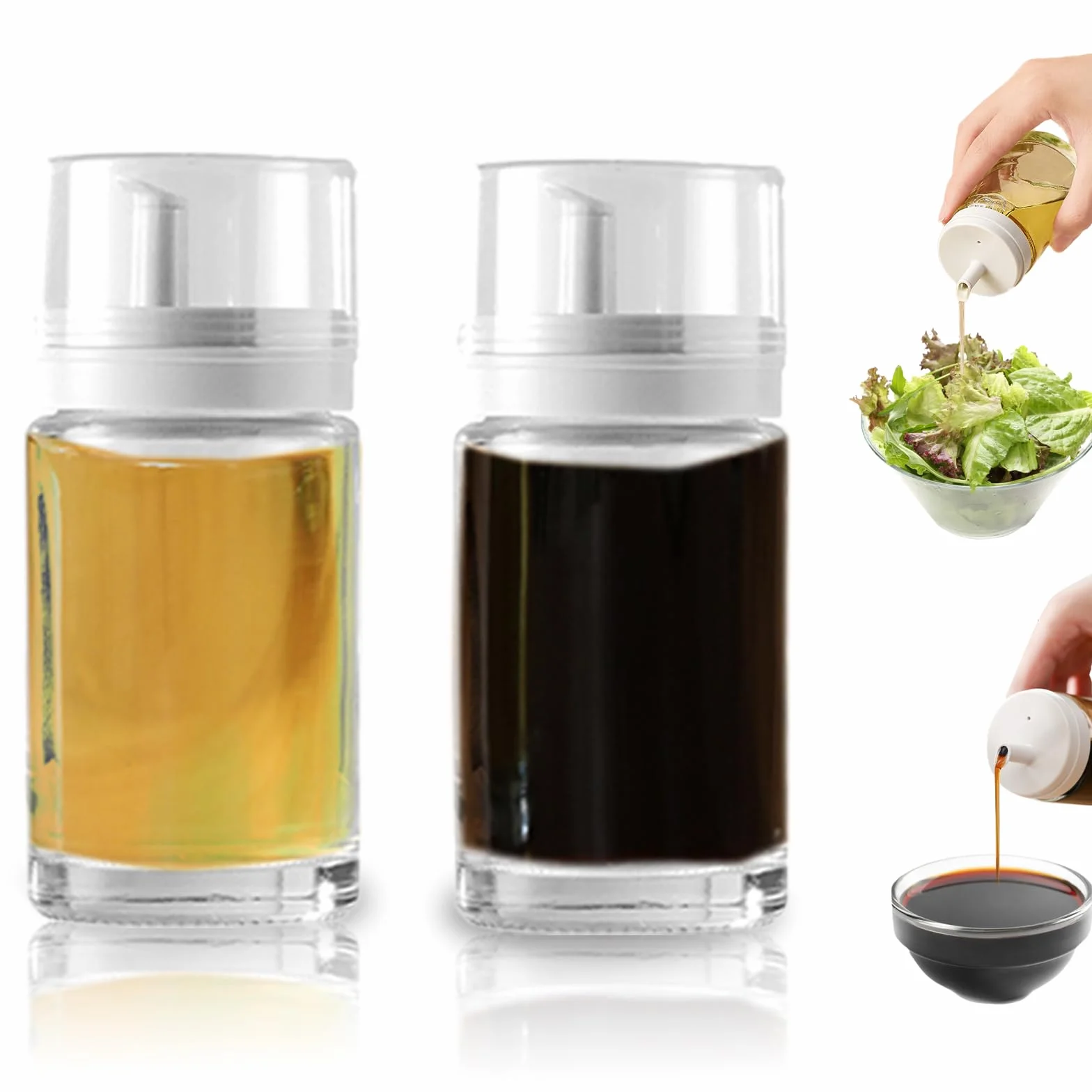 Bottiglie Dispenser per Olio e Aceto in Vetro 100 ml, 2 Pezzi, a Prova di Perdite