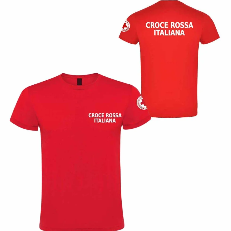 T-shirt Croce Rossa Italiana 118 cotone stampa fronte retro Rosso S