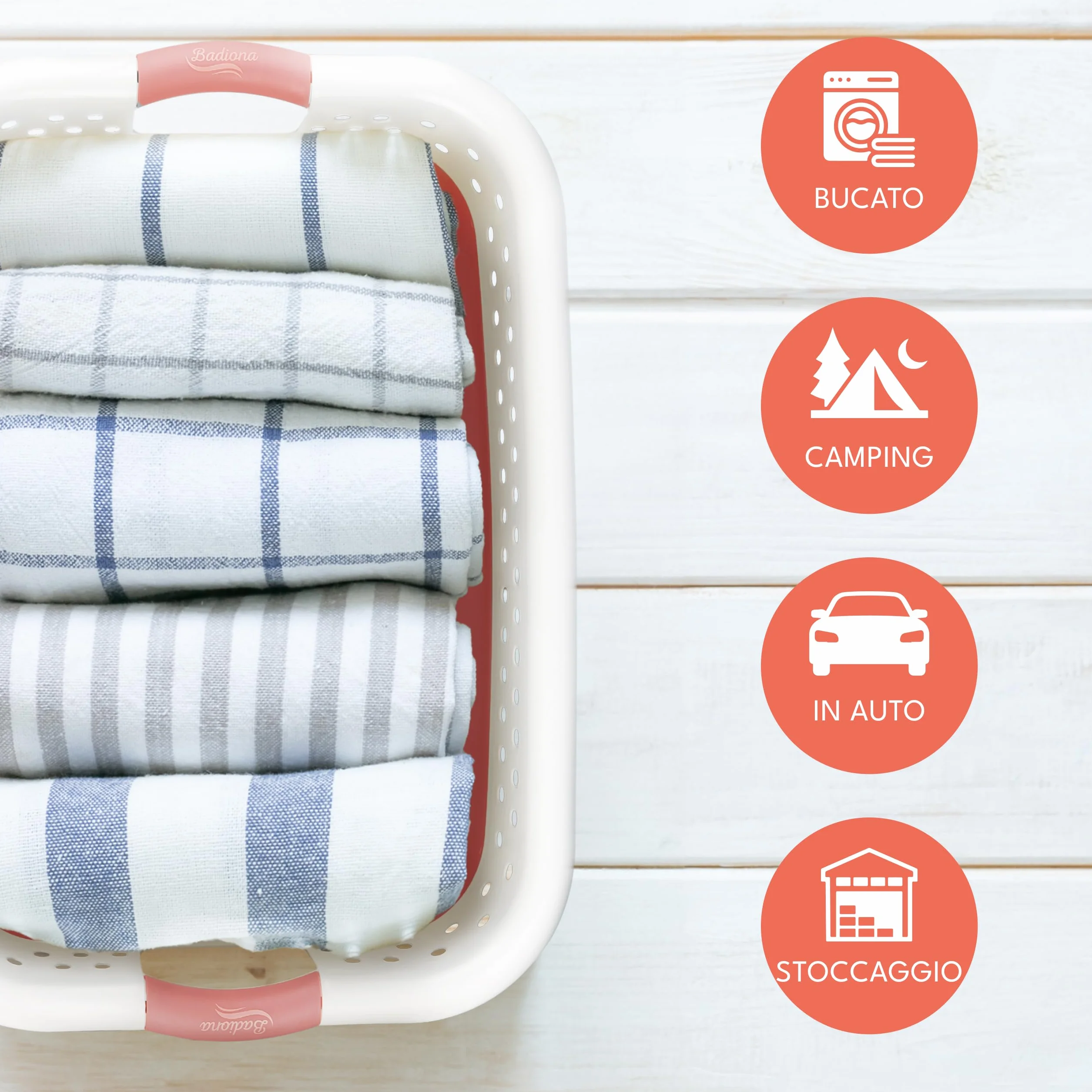 Set di 2 Bacinella pieghevole bucato -2x 36 litri & Uso universale I Cesta portabiancheria pieghevole Catino Cesto portabiancheria da stirare Laundry basket Ceste panni grande Cesti