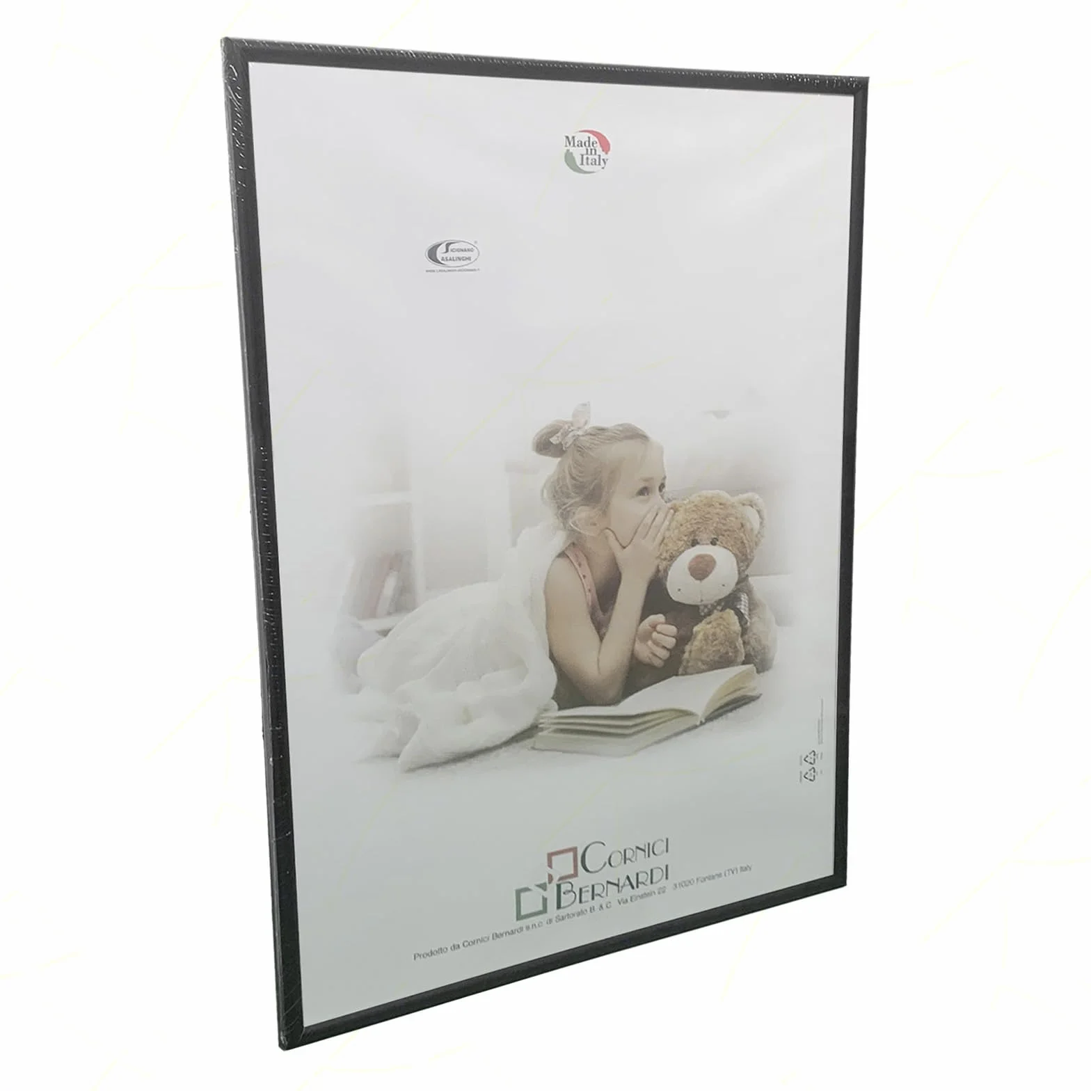 Sicignano | Cornice Bombata Moderna 35x50 cm in Legno Nero con Pannello MDF Robusto Vetro Crilex - Portafoto da Parete Orizzontale Verticale, per Foto Quadri Poster Documenti Diploma Laurea