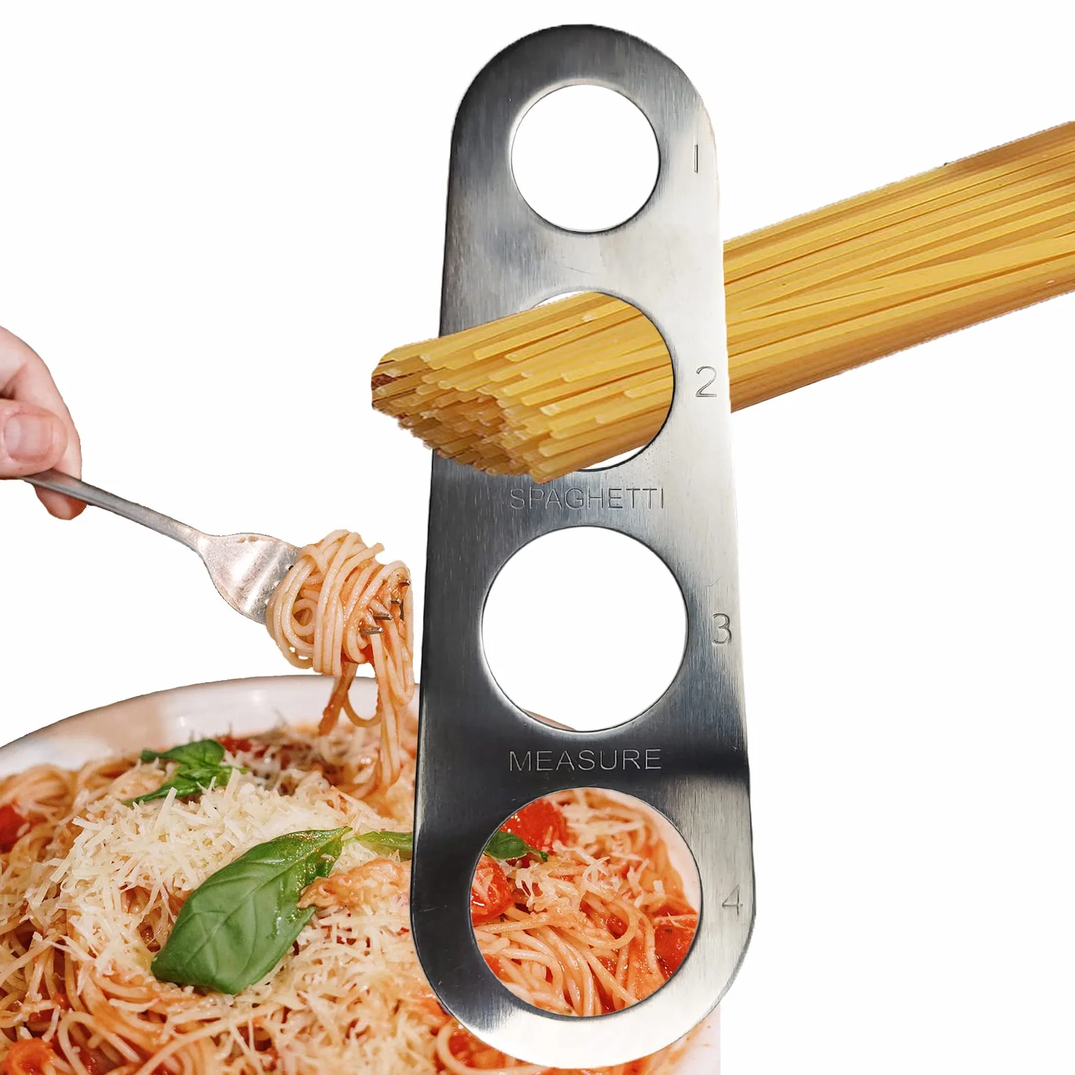 ZoeTekway Misura Spaghetti in Acciaio Inossidabile a 4 Fori per Utensili da Cucina per Famiglie, ristoranti