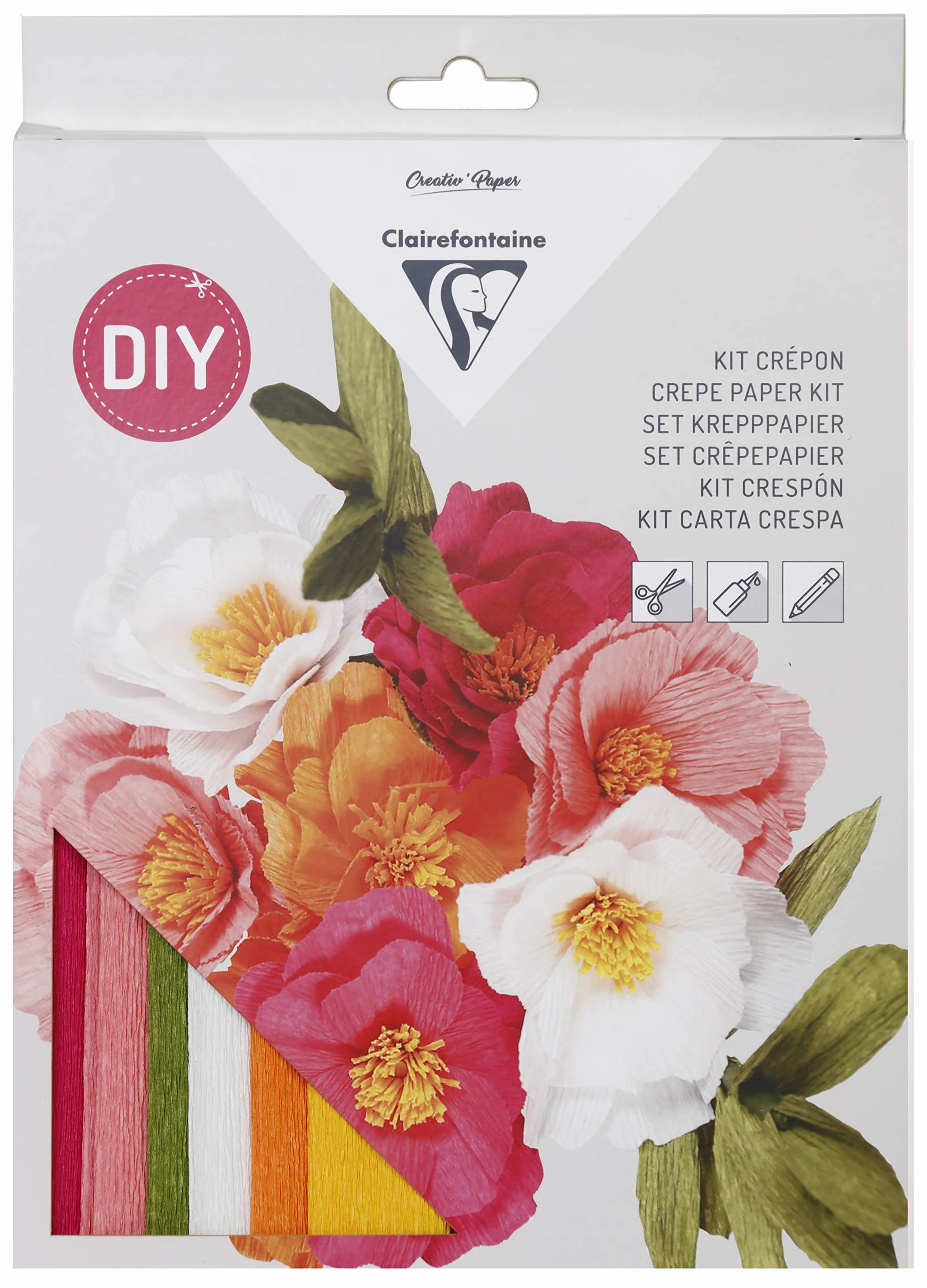 Clairefontaine 97705C Kit Carta Crespa Bouquet de Fiori Fiori Carta Velina Nastro Adesivo Floreale