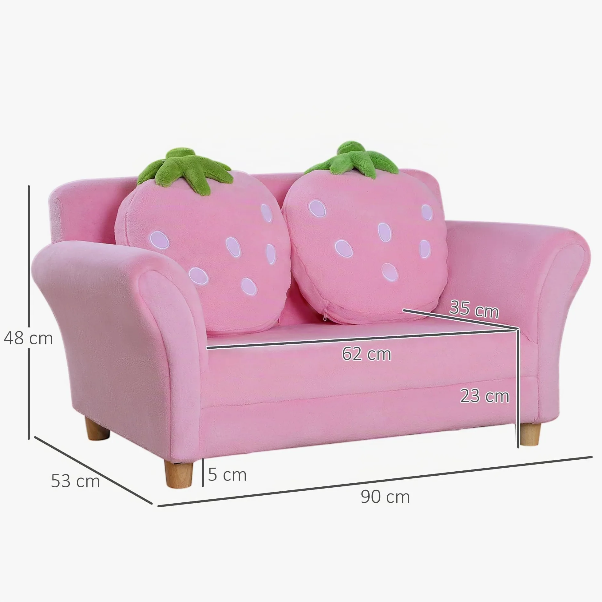 HOMCOM – 55 – 0014 bambini sedia/poltrona/divano/Bambini/doppio/singolo Soft NEU (fragola Sofa)