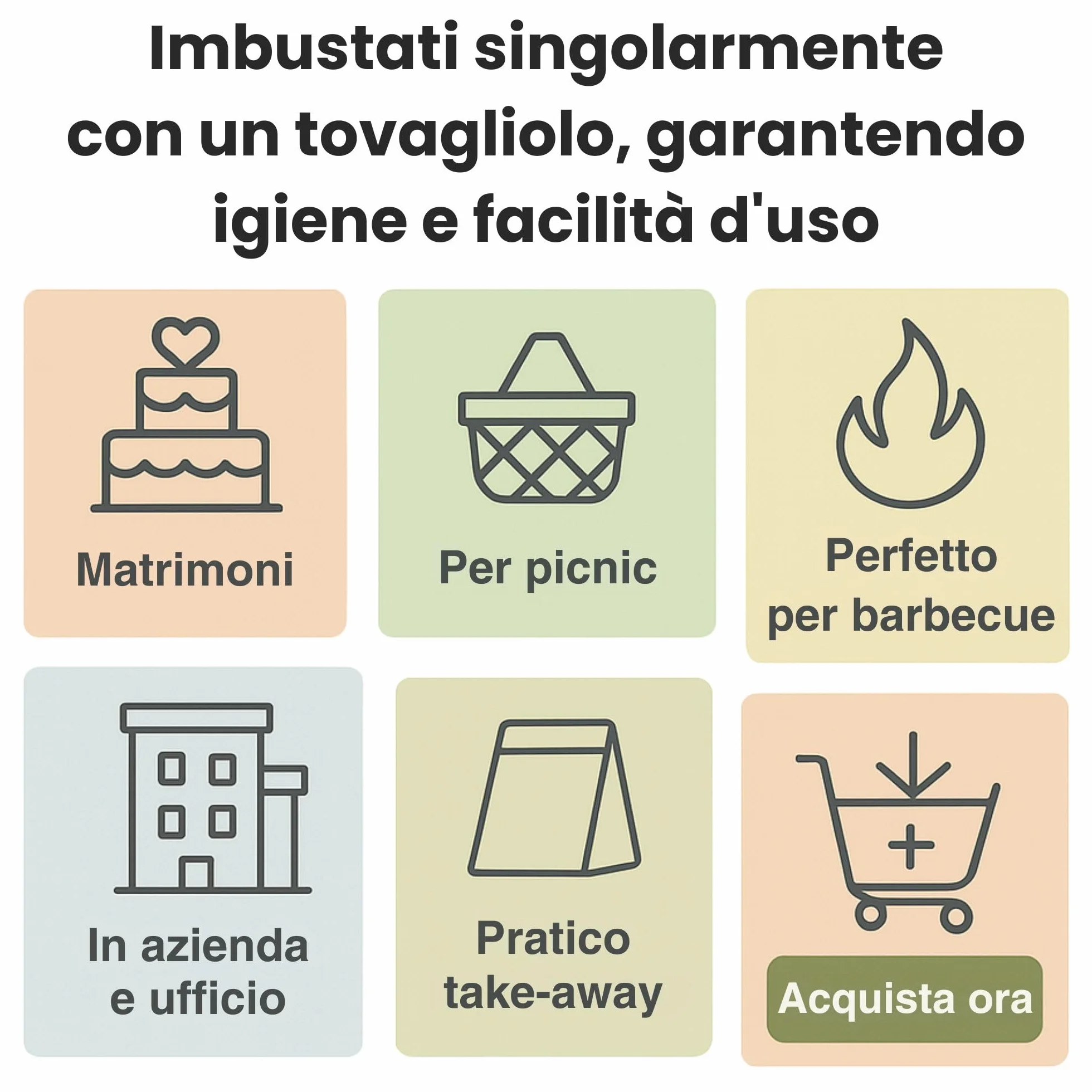 BIS DI POSATE IMBUSTATE CON TOVAGLIOLO 100 PEZZI SET BIANCO Monouso Biodegradabili Compostabili