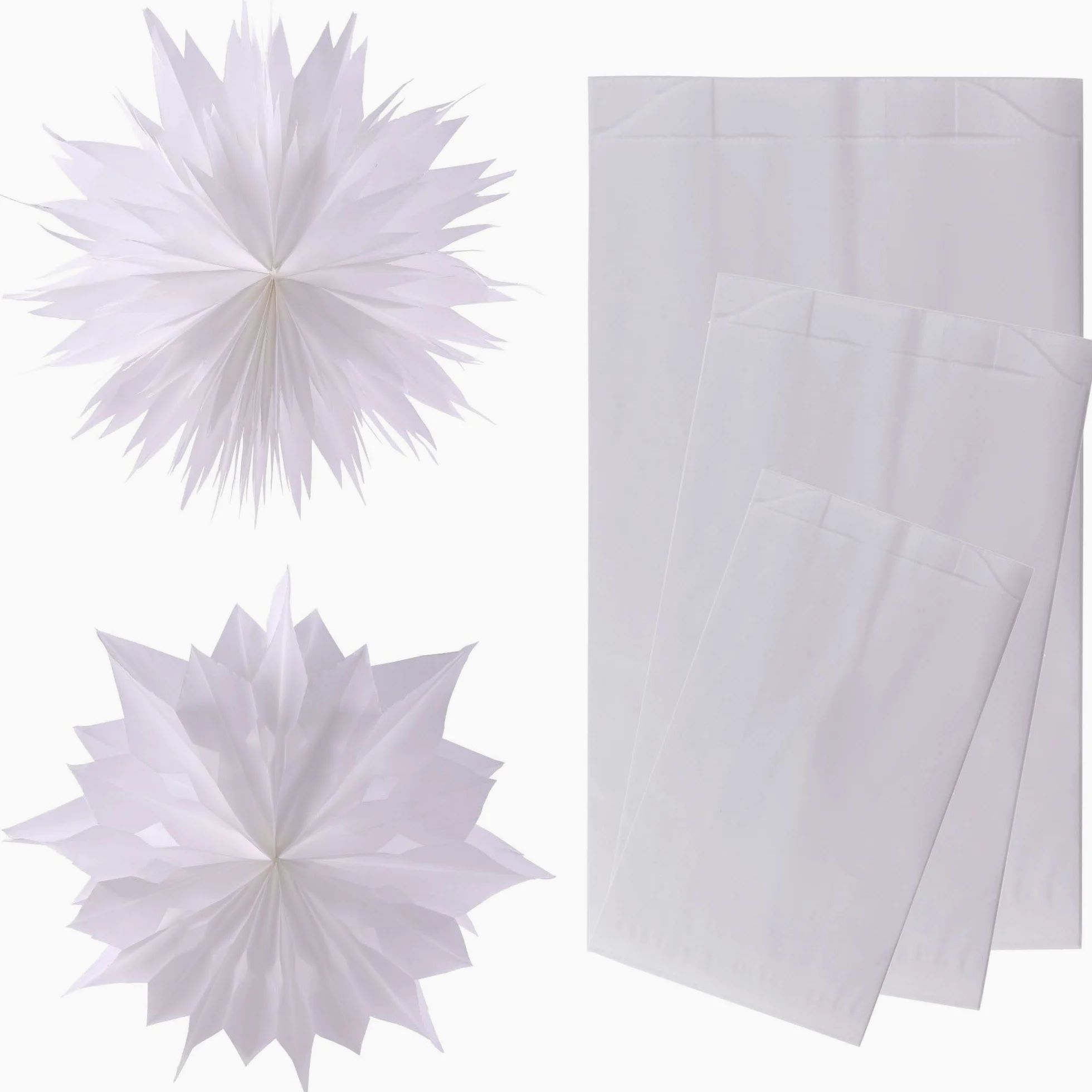 DIY-24H | Diverse misure a scelta | Sacchetti di carta colore bianco sacchetti regalo di carta, piccoli sacchetti di caramelle, stella di Natale, sacchetti per biscotti, sacchetti per pane, panini