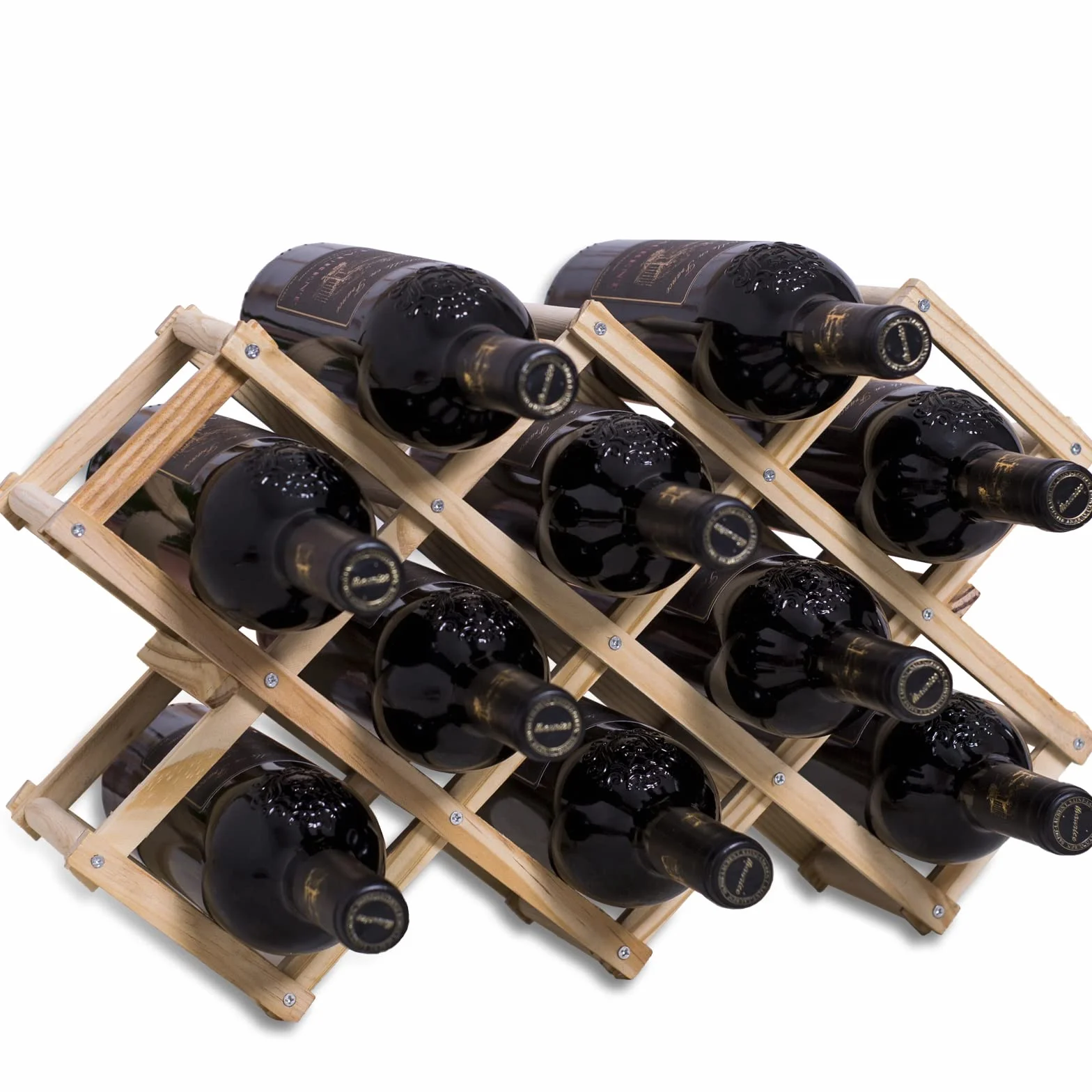 Newaner portabottiglie vino pieghevole 10 bottiglie 45x12.5x31cm legno 3 livelli