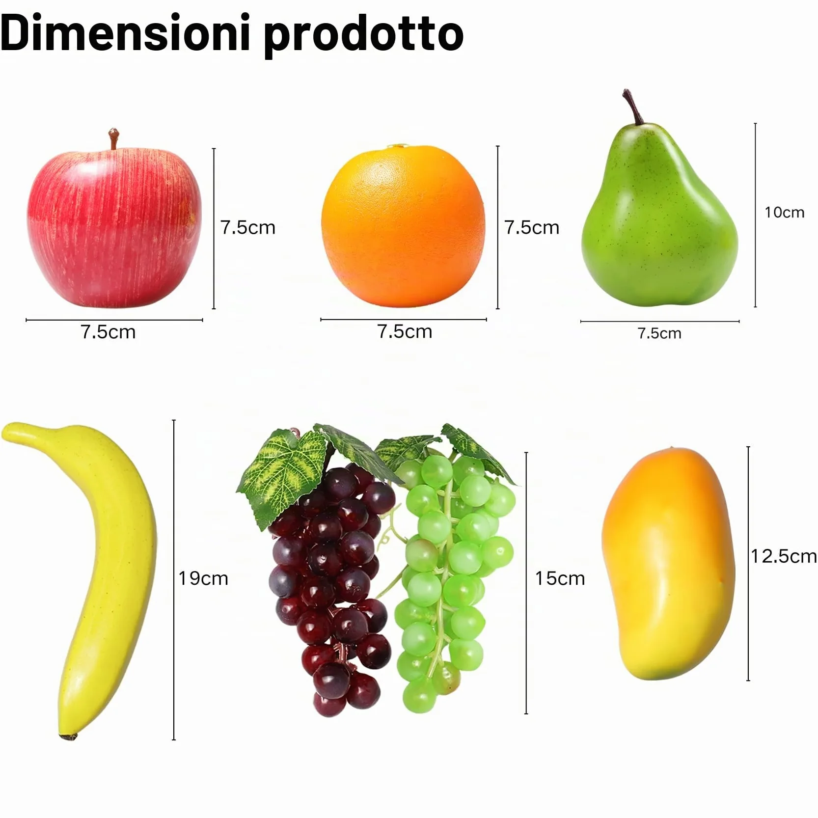 Frutta Finta Realistica 20 Pezzi Decorazione Mela Banana Cucina Feste Casa