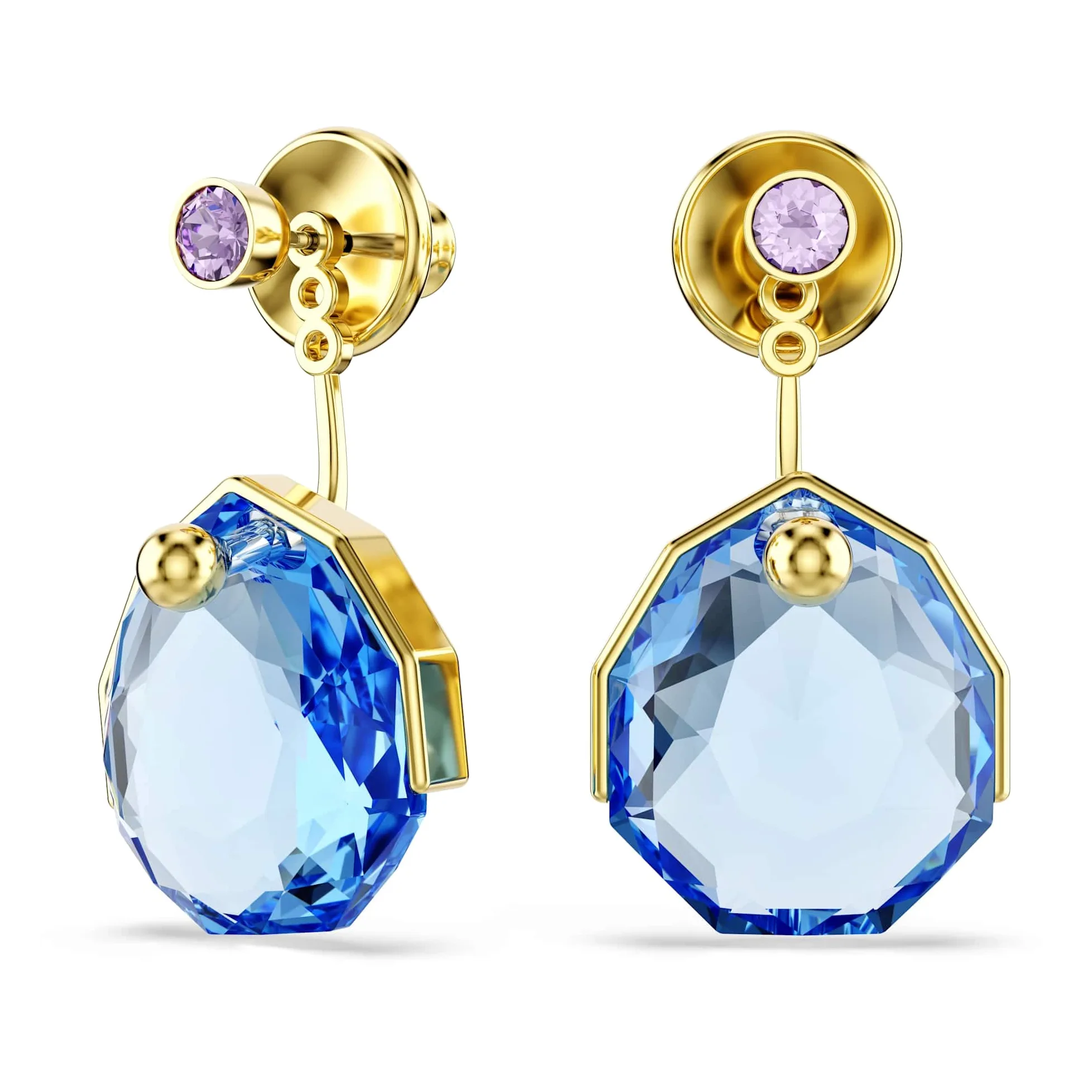 Swarovski Orecchino jacket Gema, Blu, Placcato color oro