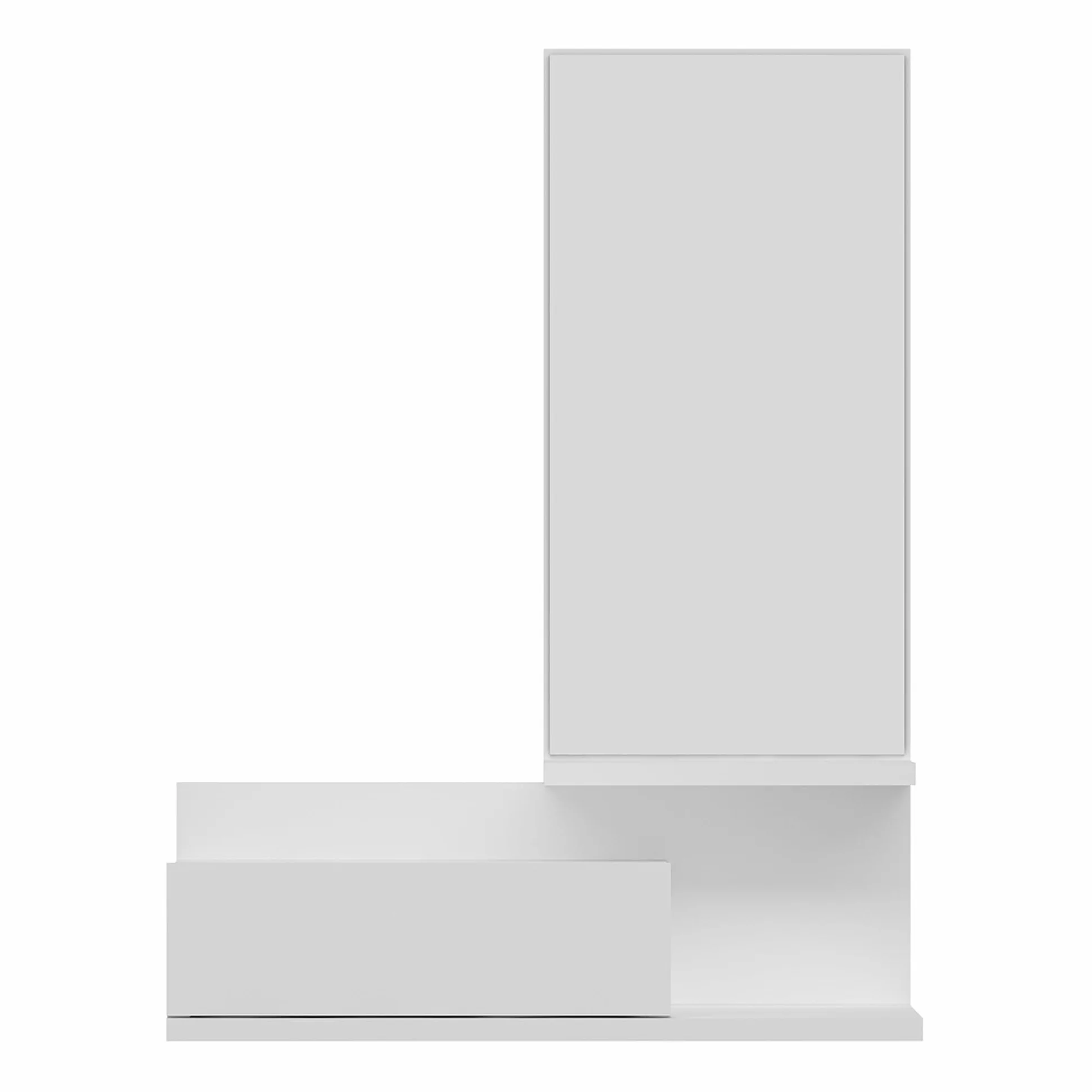 [en.casa] Mensola da Parete con Cassetto e Specchio (A x L x P) 80 x 60 x 30 cm Mobile da Ingresso - Bianco