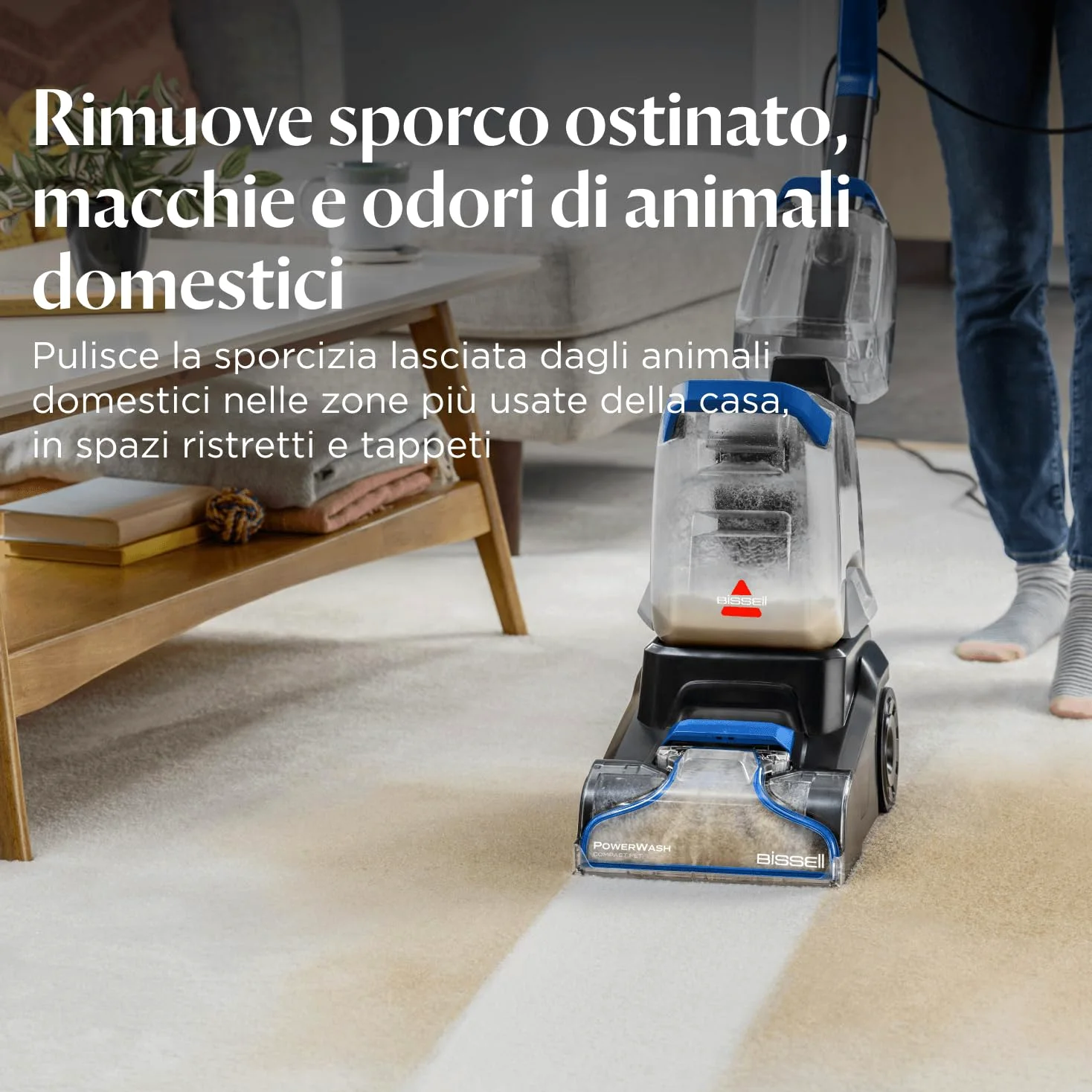 BISSELL PowerWash Compact Pet, Lavatappeti e Lava tappezzeria, Compatto per Macchie di Animali e Odori, Pulitore Multisuperficie, Tubo e Accessori Rimovibili, 600W, Portatile, con Cavo, 4058N