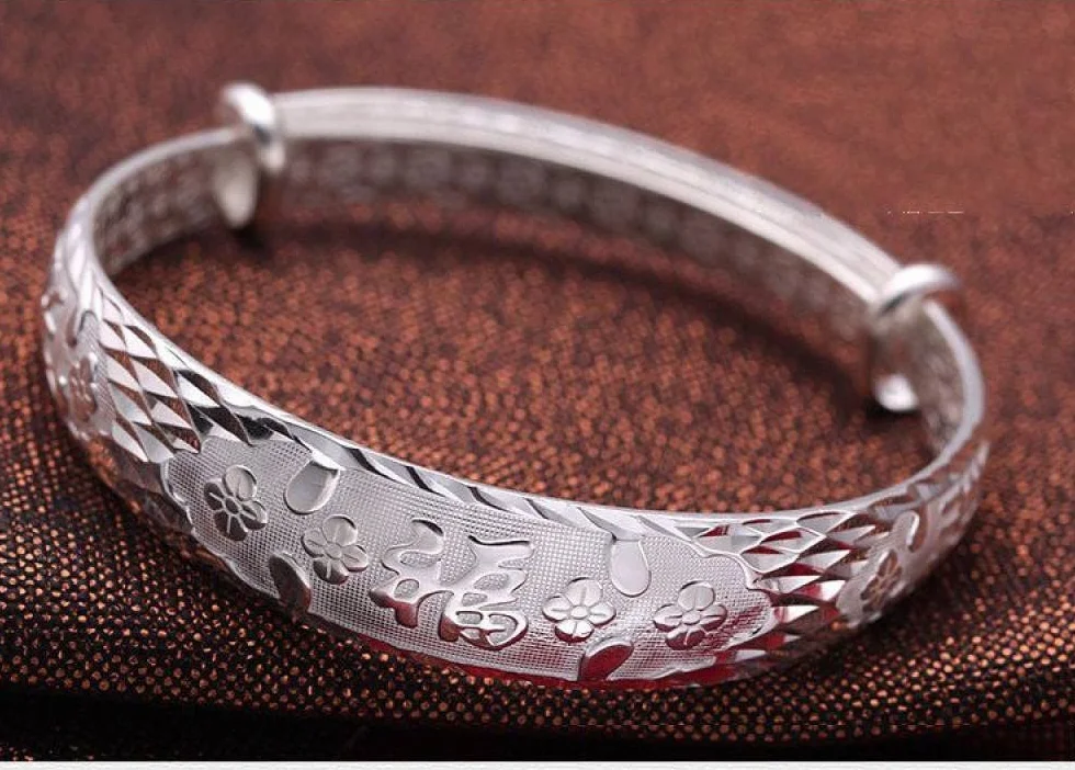 Bracciale Argento Donna,Bracciale Da Donna In Argento 925 Vintage Regolabile Cinese Bracciale Fortunato Bracciale Rigido Gioielli In Argento Sterling Regali Di Compleanno Per Sorelle Amiche Coppie M