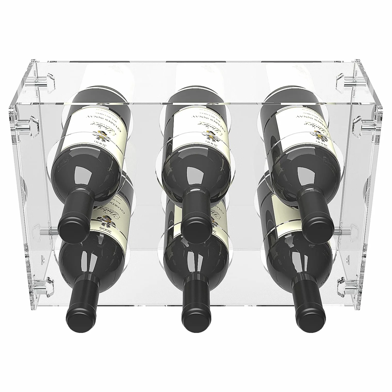 Cantinetta vino acrilico trasparente per 6 bottiglie diametro 85mm portabottiglie da appoggio