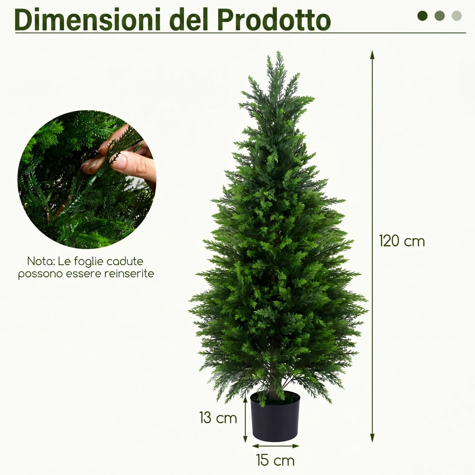 COSTWAY Set di 2 Alberi Artificiali di Cedro, Albero Artificiale in Vaso con Cemento e Fondo Rinforzato, Resistenti al Sole, Pianta Topiaria Finta da Interno e Esterno, per Casa e Ufficio (120 cm)