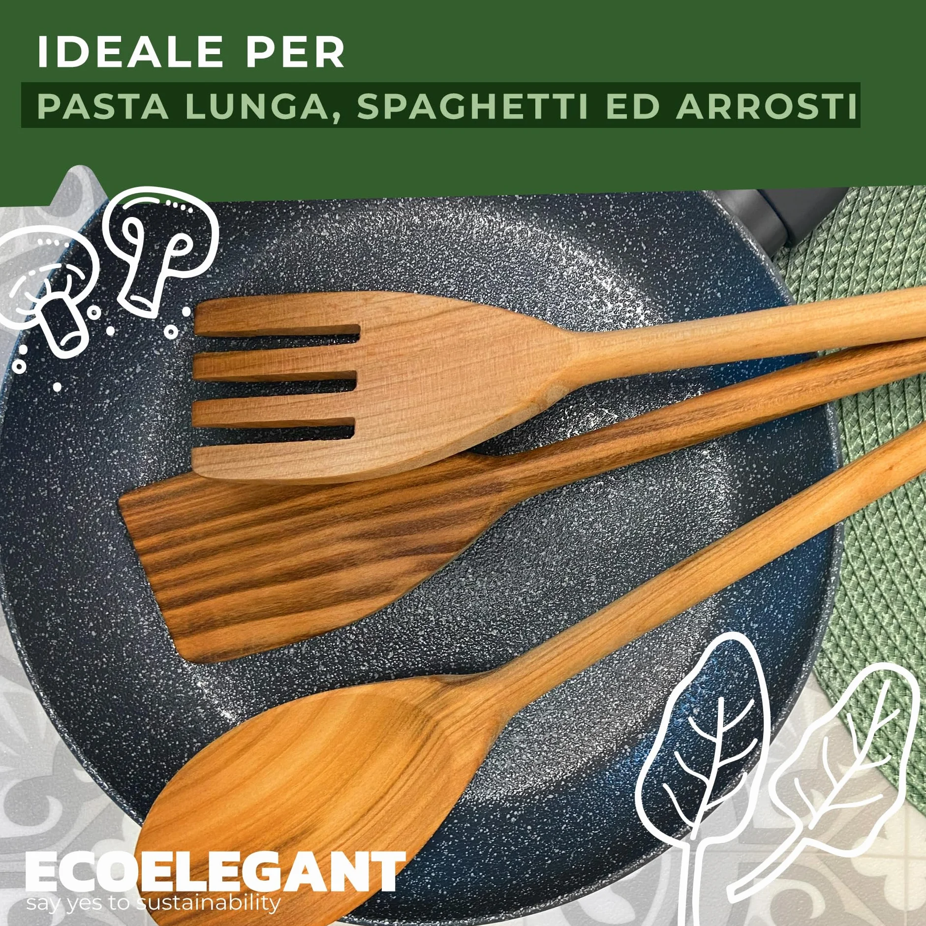 Fackelmann Forchettone multiuso da cucina in legno di ciliegio 35 x 6 x 1,3cm Linea Ecoelegant