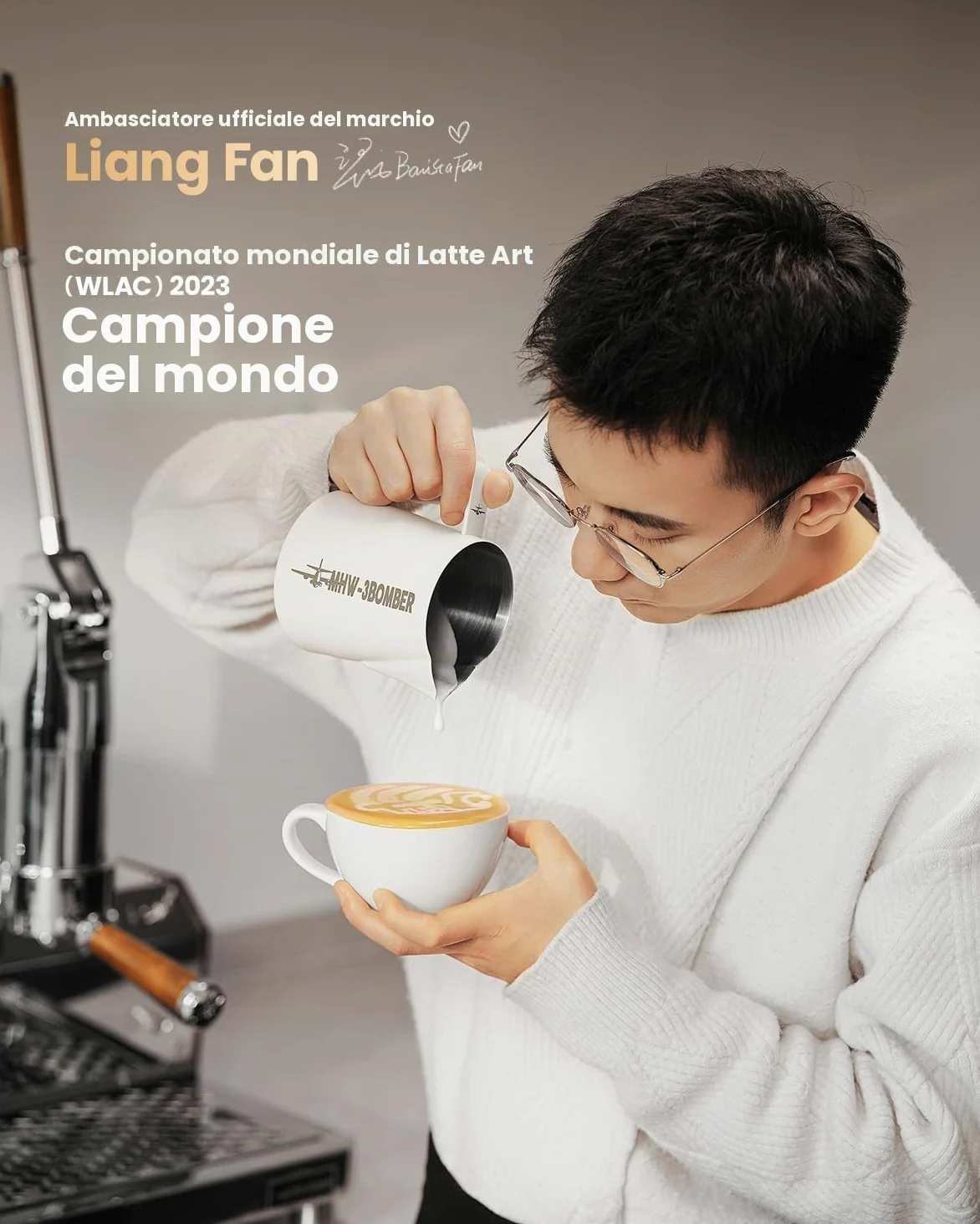 MHW-3BOMBER Brocca per latte 500ml, brocca per latte in acciaio inossidabile per macchina da caffè, accessori per caffè per barista domestico, tazza per cappuccino e arte del latte, brocca per schiuma