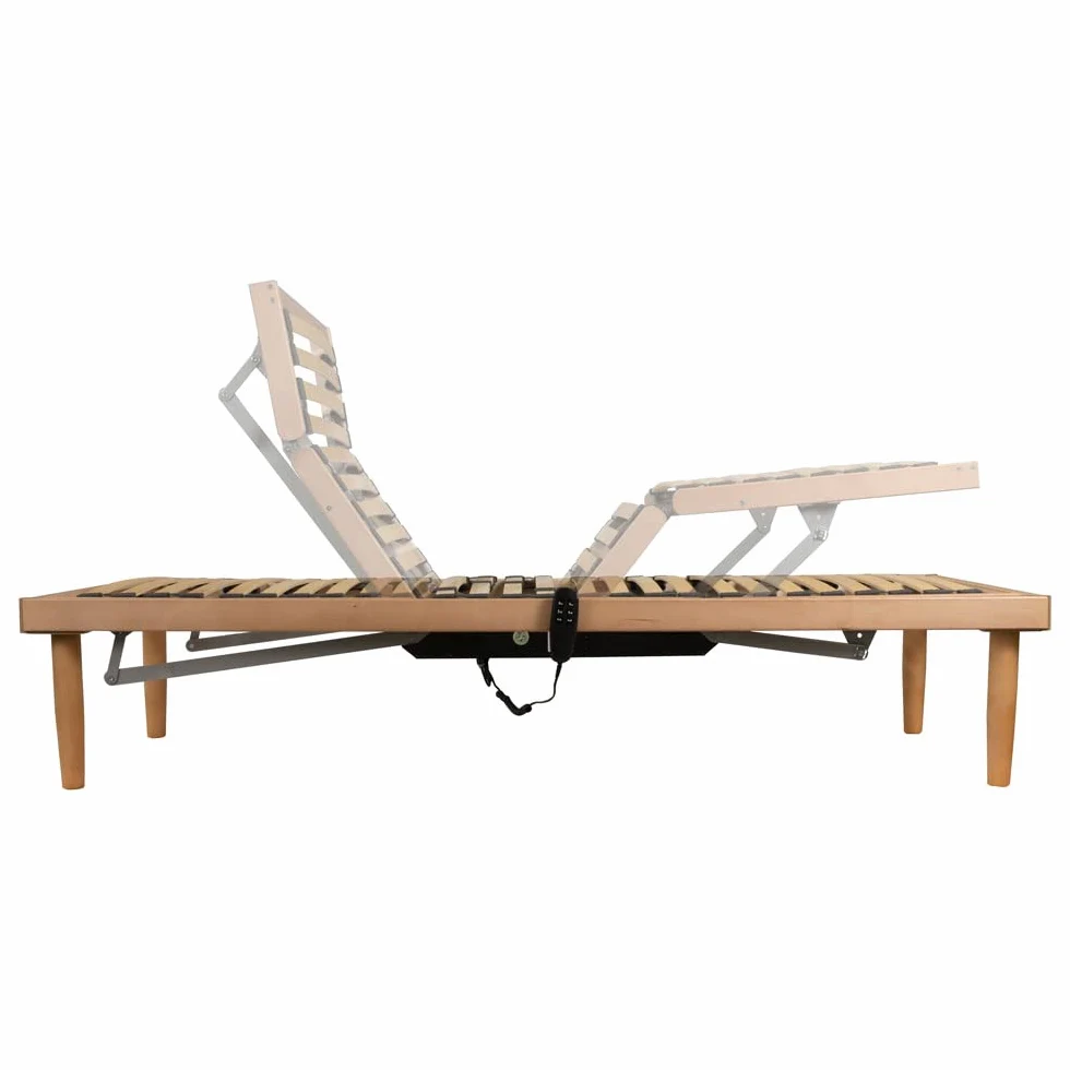 Comprarredo Rete ortopedica elettrica motorizzata in legno di faggio naturale con regolatori di portanza, due motori indipendenti, batteria di emergenza e telecomando, singola 80x190