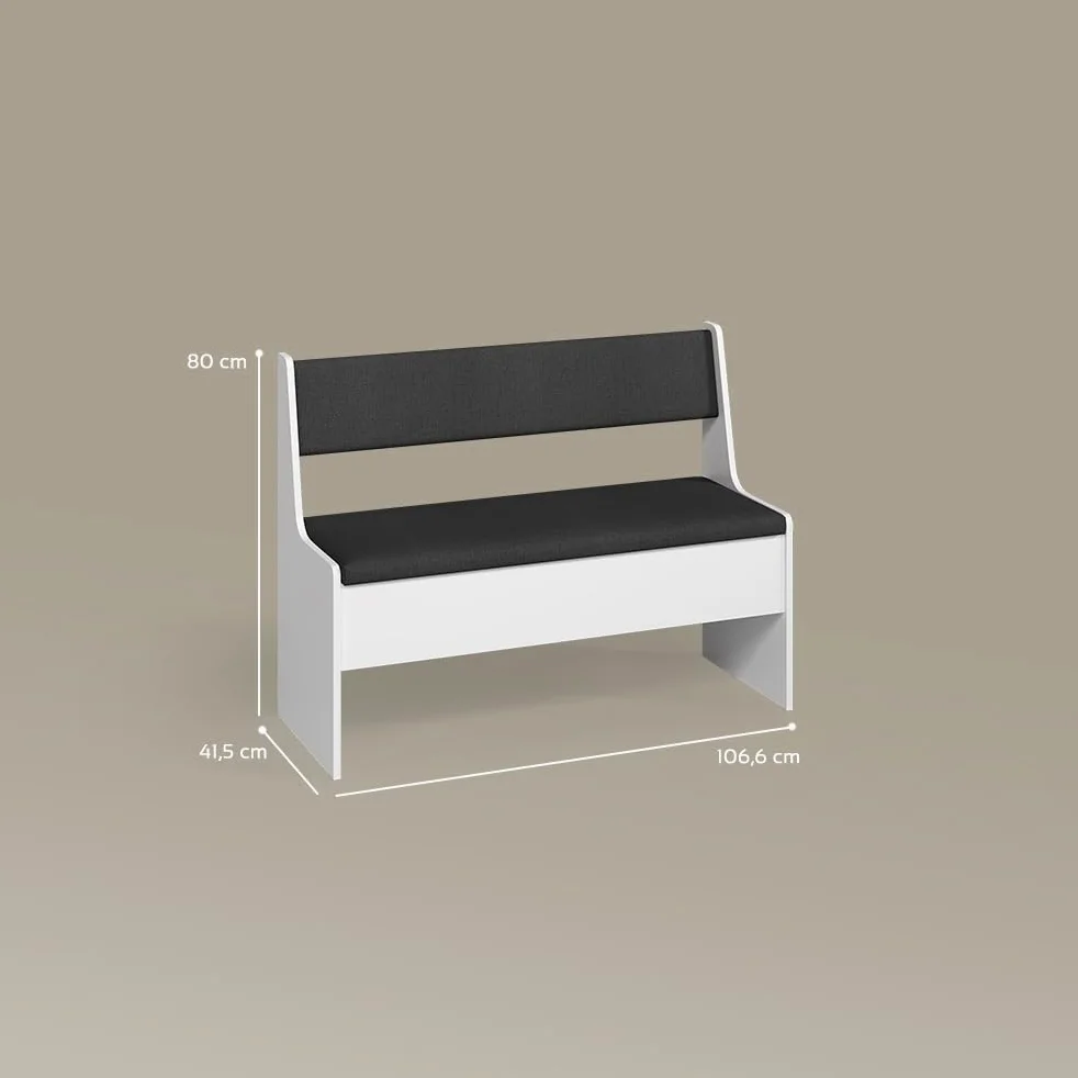 Livinity Panca ad angolo Tiberio, Bianco, 41.5 x 106.6 cm