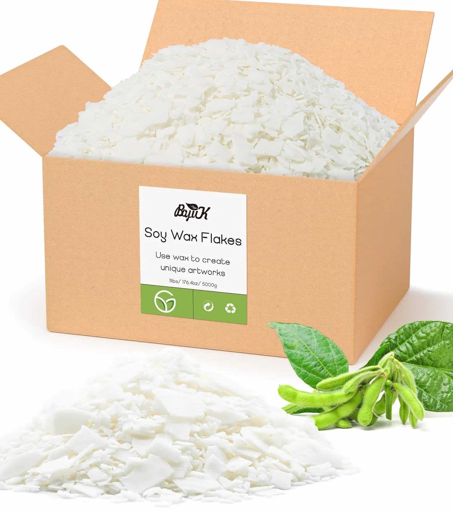 Cera di Soia Fiocchi per Candele 5KG, Premium Natural Cera per Candele Fai da Te