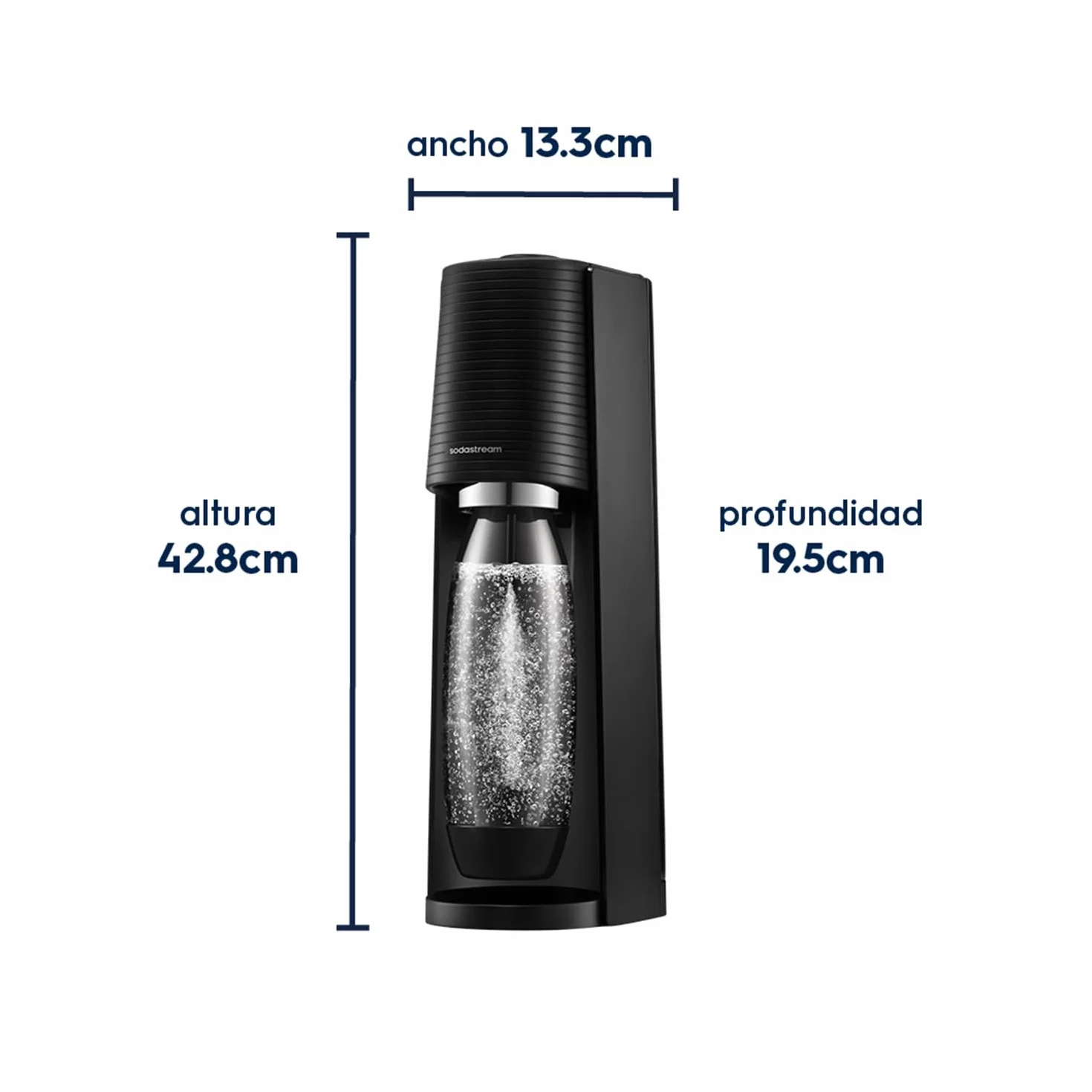 SodaStream Gasatore d’acqua Terra Nero, cilindro CO2, 60 L, 3 bottiglie 1 L
