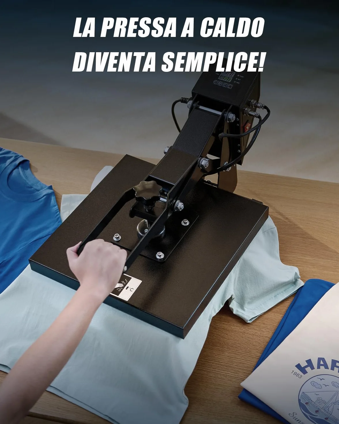 CREWORKS Pressa a Caldo 38x38cm 1400W Doppio Tubo di Riscaldamento Controllo Digitale Termopressa per Magliette