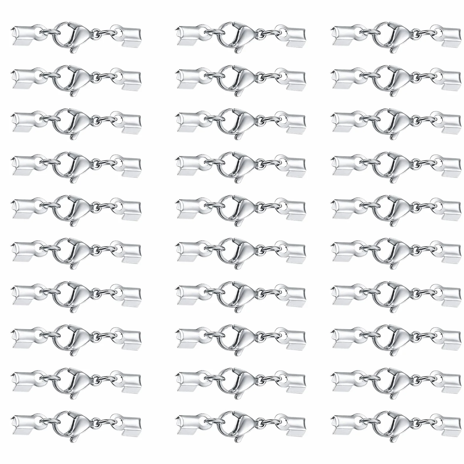VEGCOO 30 Pezzi Chiusura Moschettone in Acciaio Inox Fermagli, Aragosta Fermagli Acciaio Inox Ganci Chiusure, Chiusura per Gioielli per Creazione Braccialetti Bigiotteria Fai Da Te
