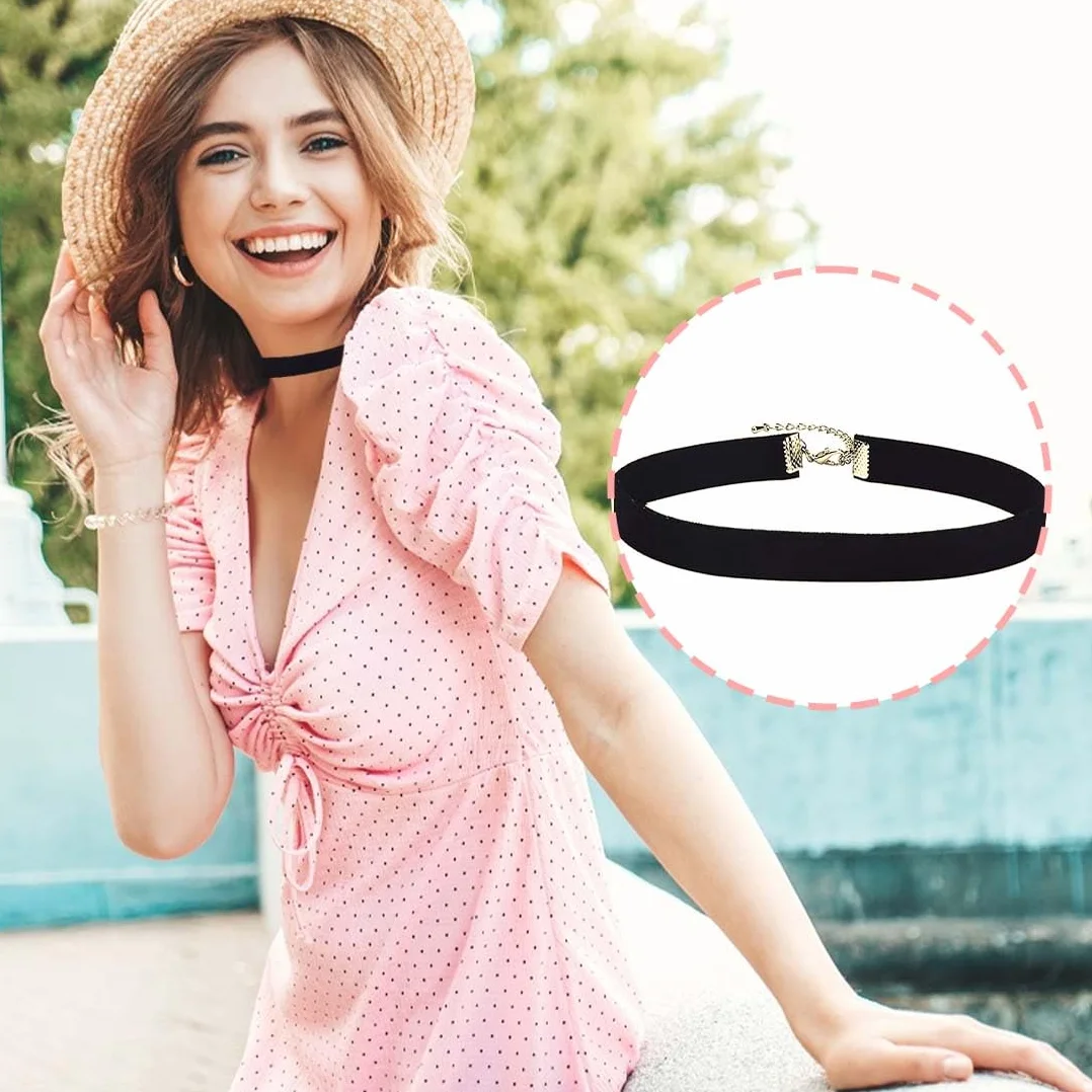 Collane Choker in Velluto Nero per Donne 3 Pezzi