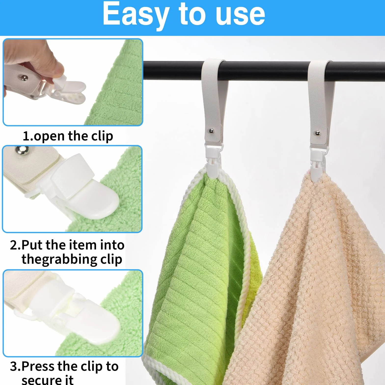 6 pezzi Porta Strofinacci Cucina, Ganci Asciugamani, Pinze Mare, Clip Teloni
