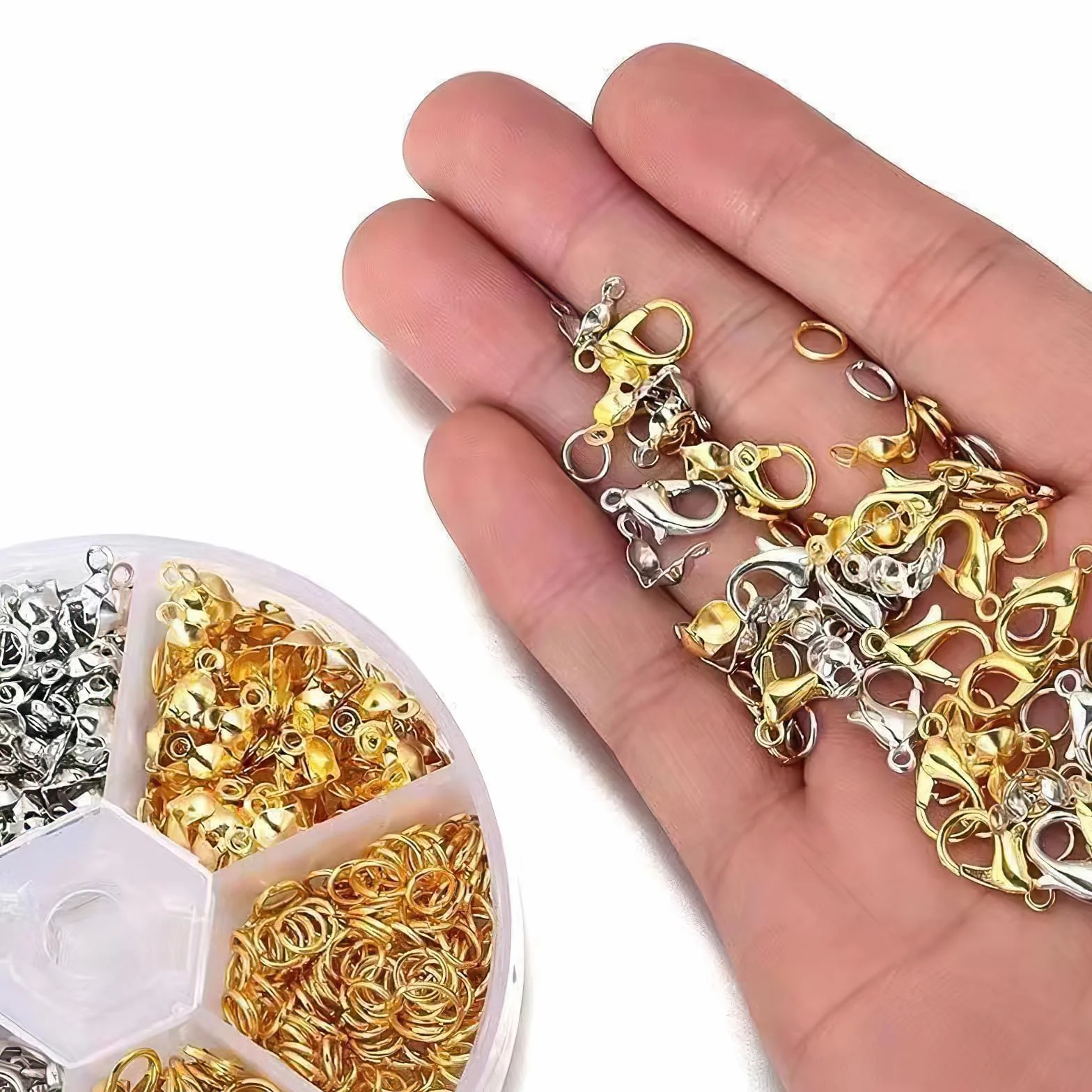 462 chiusure a moschettone per kit per la creazione di gioielli, con connettori ad anelli aperti, kit per la creazione di braccialetti per gioielli fai da te con apribottiglie e pinzette