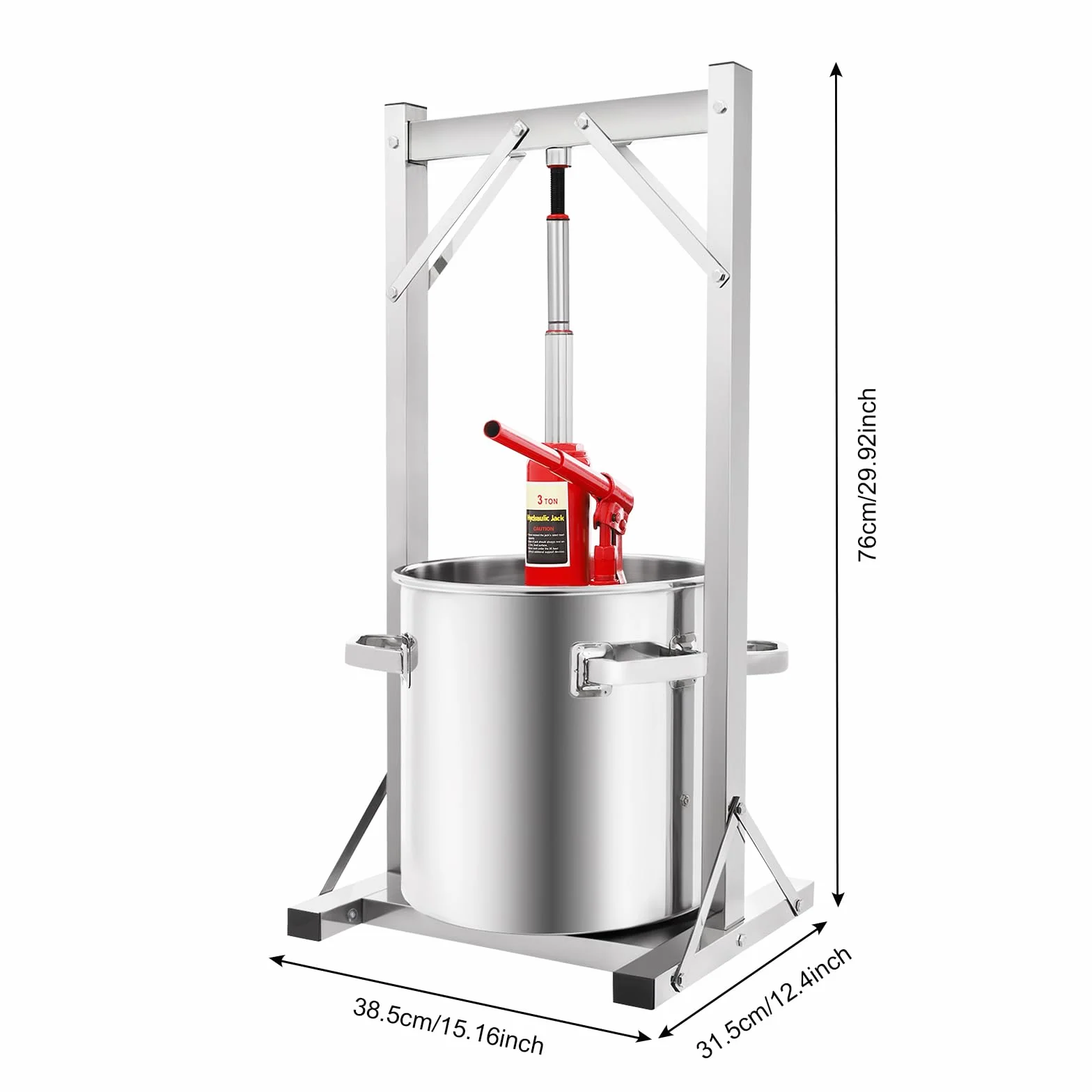 Spremiagrumi idraulico da 22 l, in acciaio inox 304, con sollevatore idraulico 3T, spremiagrumi manuale, spremiagrumi per birra, vino, succhi, verdure, pressa da 150 kg
