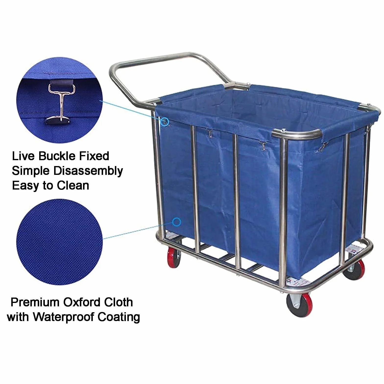 Borsa per Carrello della Biancheria SBCWH, Oxford Impermeabile, Blu, 83x53x63 cm, 400L, Tessuto Oxford, Fissaggio con Ganci di Alta Qualità, Interno