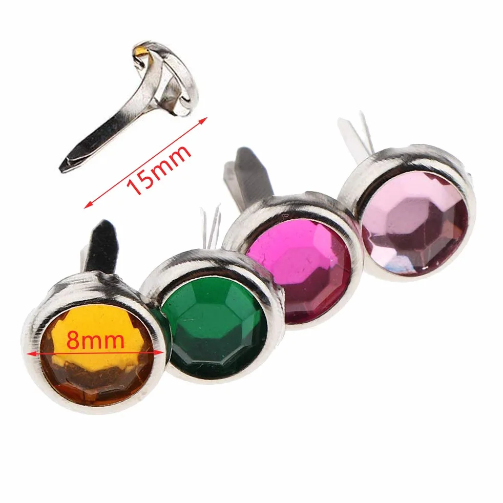 Deolven Mini Fermacampioni,100 Pack Colori Misti Mini Brad in Metallo Scrapbooking Brads Rotondi Piccoli Fermacampioni per DIY Decorativi