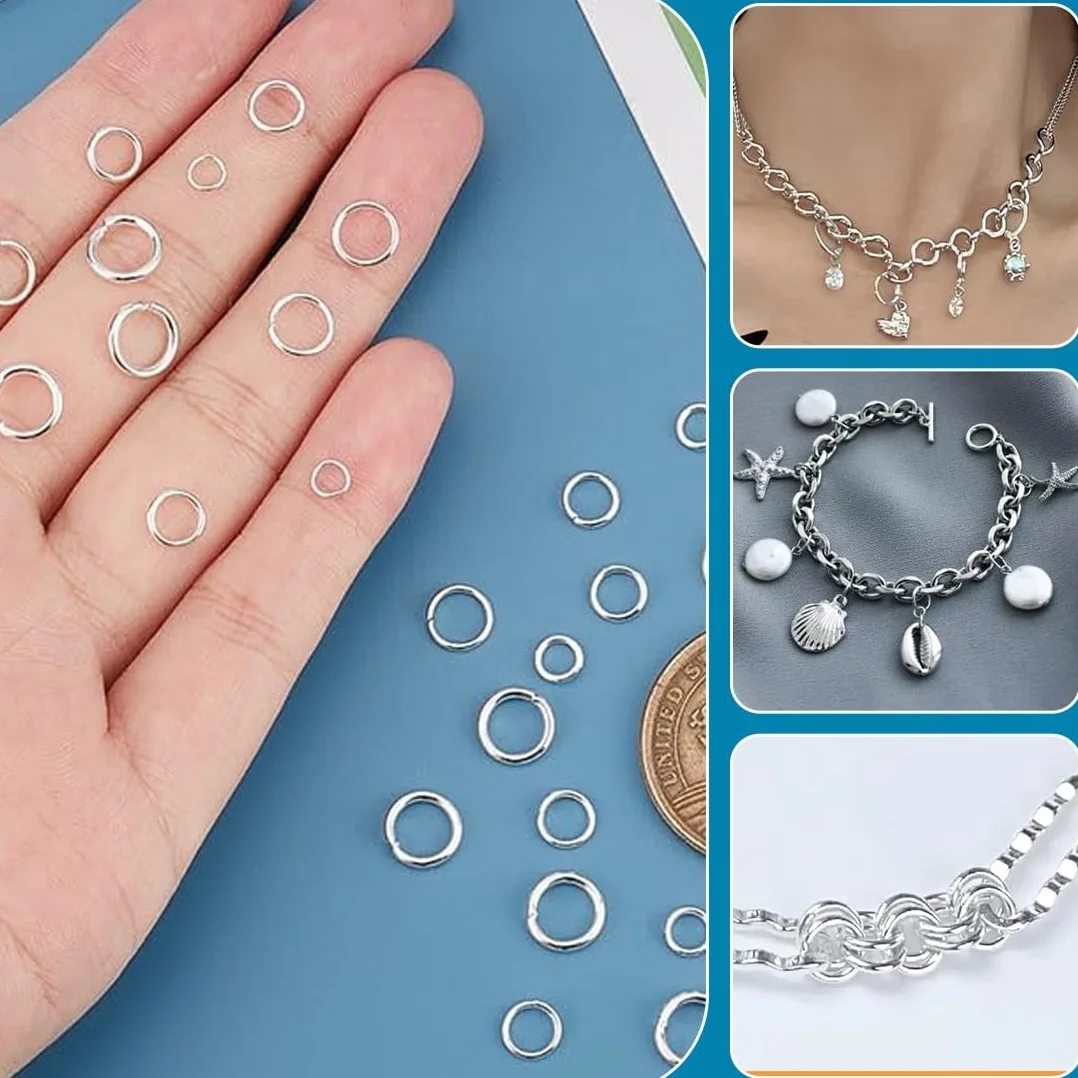 880Pz Anelli Aperti di Salto, 4mm 5mm 6mm 7mm 8mm 10mm, Anelli Aperti di Doppio Cerchio, Anellini per Portachiavi, Rotondo Connettori Anelli per Fai da Te Collane Braccialetti Gioielli, B