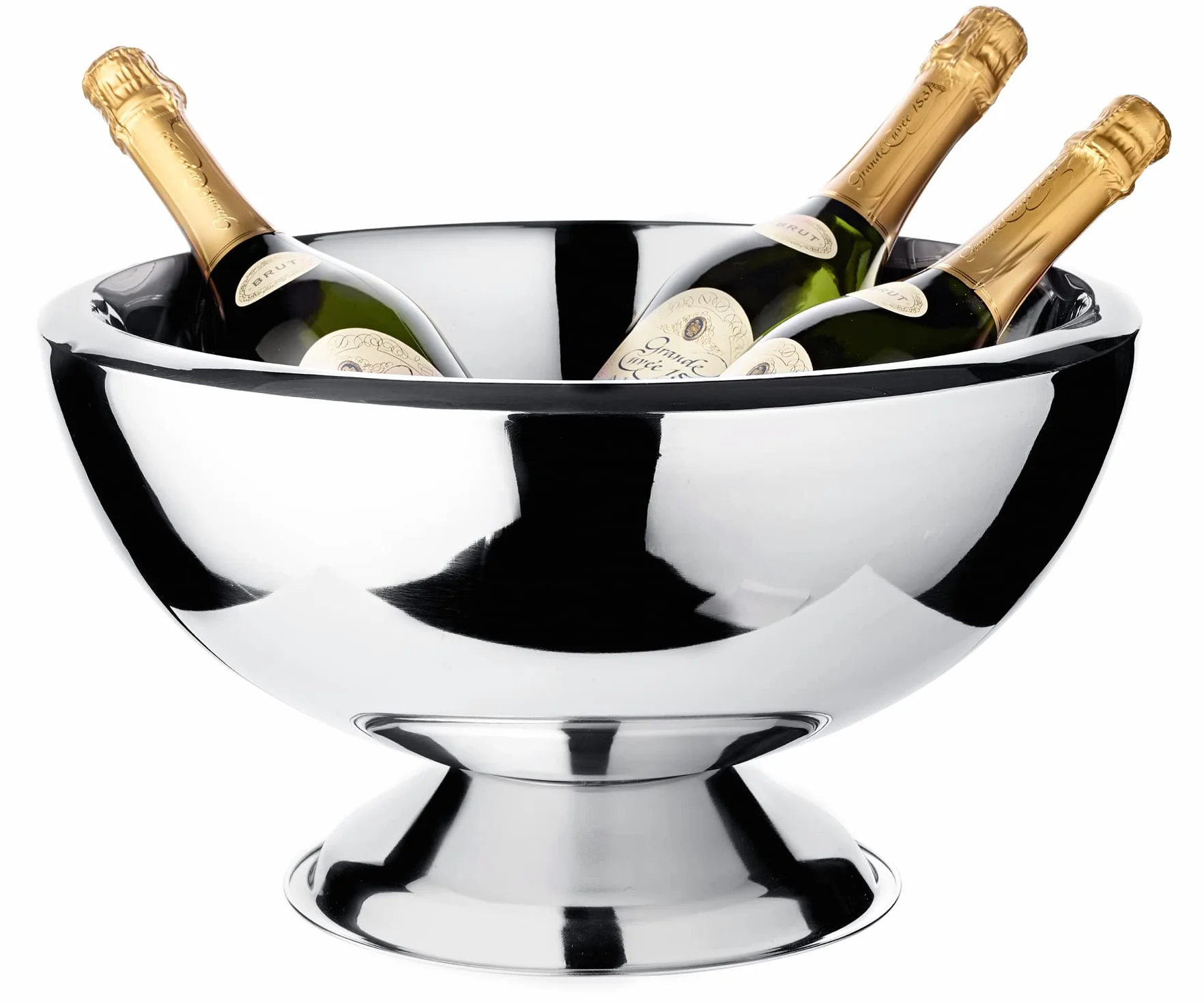 EDZARD Secchiello per champagne Cadiz (Ø 32 cm, H 21 cm), acciaio inox lucido a specchio, a doppia parete, per 3 bottiglie – secchiello per spumante, secchiello per bottiglie