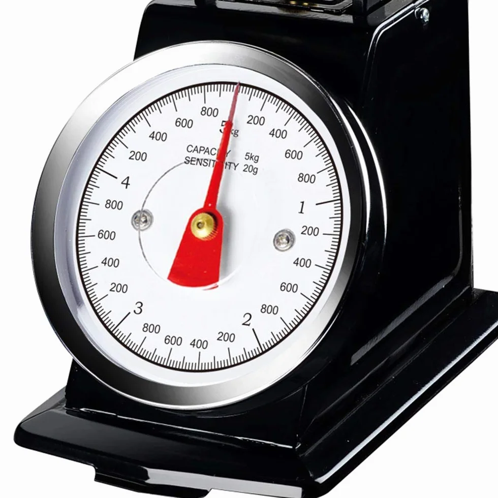 Bakaji Bilancia Meccanica Analogica da Cucina Atlas in Metallo con Ciotola Cromata 5Kg Nero