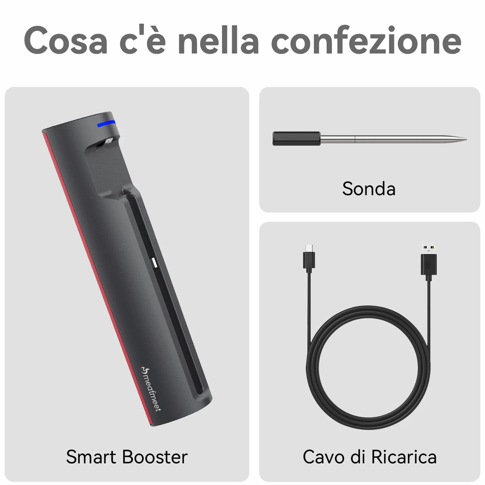 Termómetro para Carne WiFi Bluetooth IP67, Monitoraggio App Timer Allarme, Wireless per Barbecue Forno Griglia