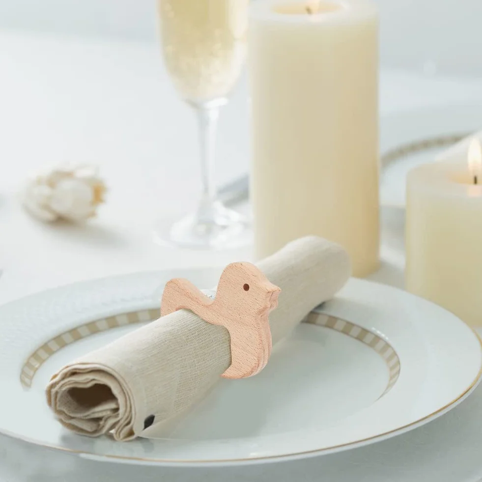 WEBEEDY 10 portatovaglioli in legno fatti a mano con animali marini, decorazione da tavolo per matrimoni, feste, centrotavola, decorazione