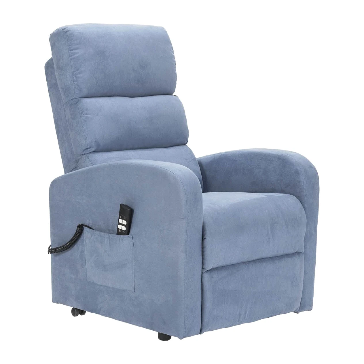 POLTRONE ITALIA Poltrona Relax Elettrica 4 ruote reclinazione poltrona per anziani soggiorno elevabile Detraibile 19% microfibra Azzurro