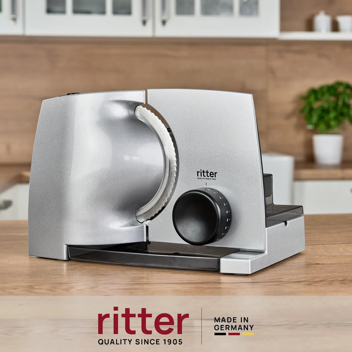 Ritter Compact 1 Affettatrice Elettrica con Motore Eco, 65 W, Metallico, Griggio