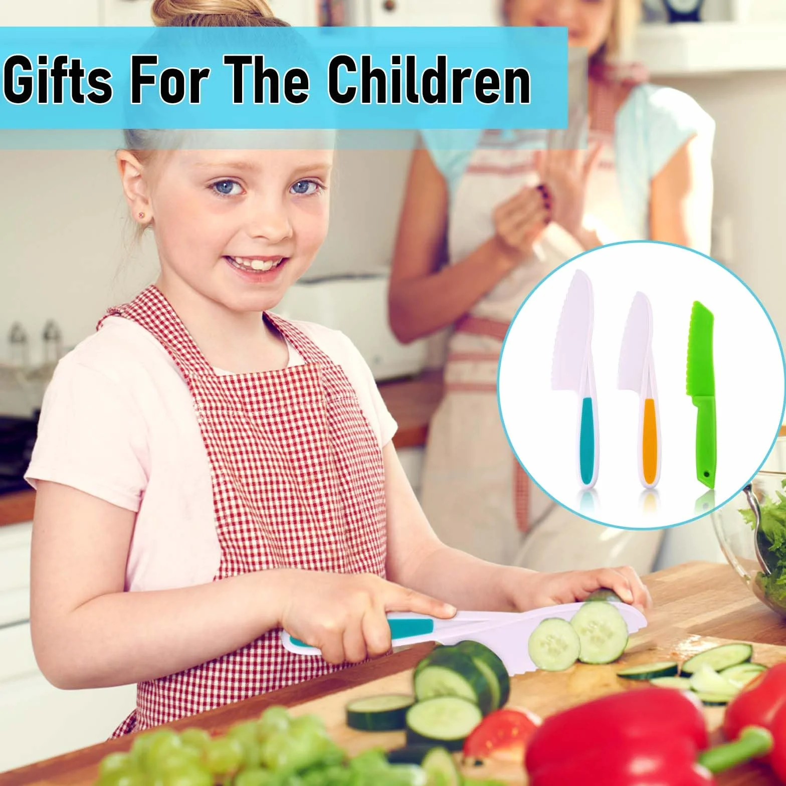 Coltelli per Bambini, 3 Pezzi set Coltelli Bambini, Coltelli Cucina Seghettati, set Coltelli Cucina Bambini, set di Coltelli da Cucina per Bambini per Tagliare Frutta o Verdura