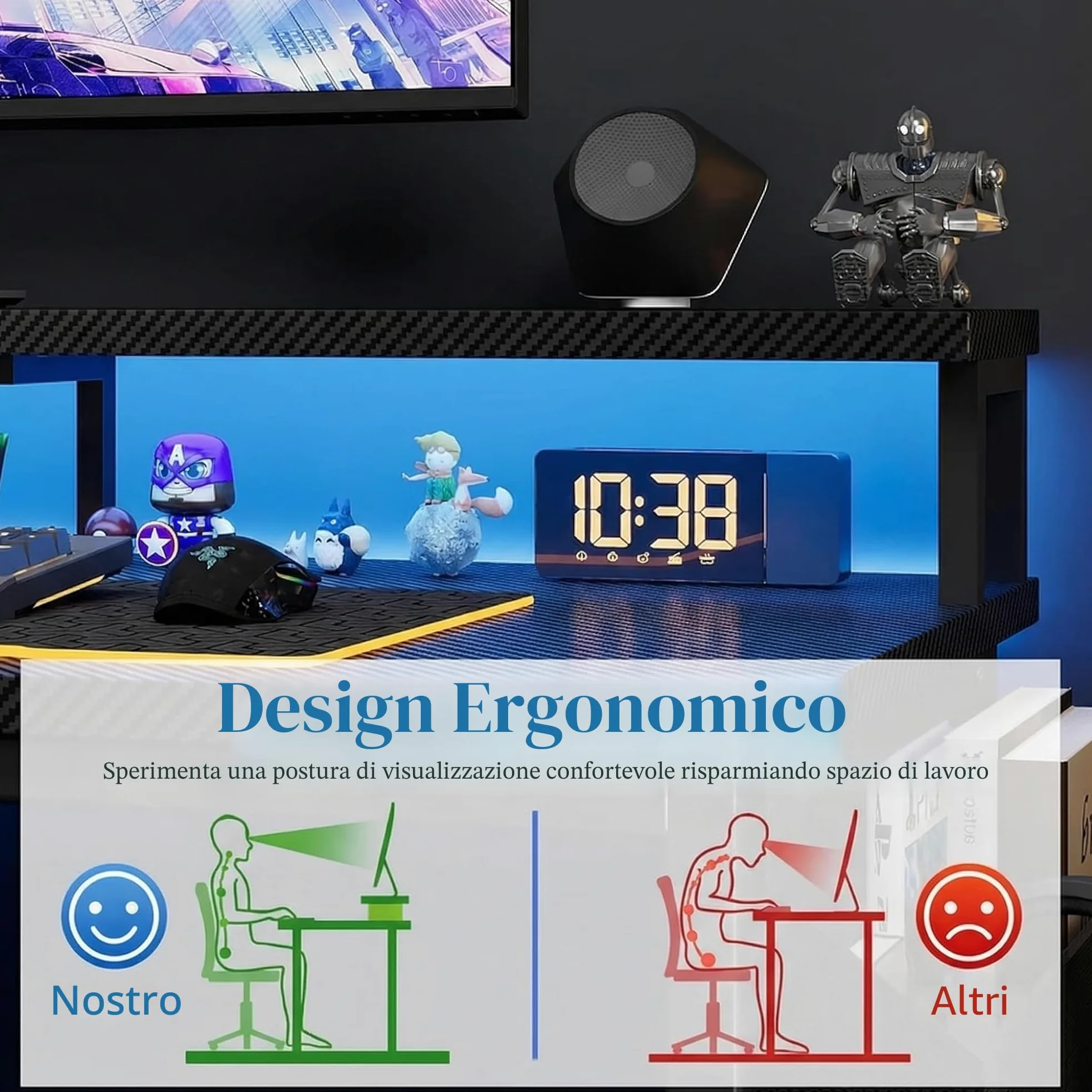 Grandder Scrivania ad Angolo Reversibile 120x70cm, Tavolino Computer a Forma L Ripiani Portaoggetti e Struttura in Acciaio, per Gaming, Computer, Ufficio, Studio e Casa, Nero