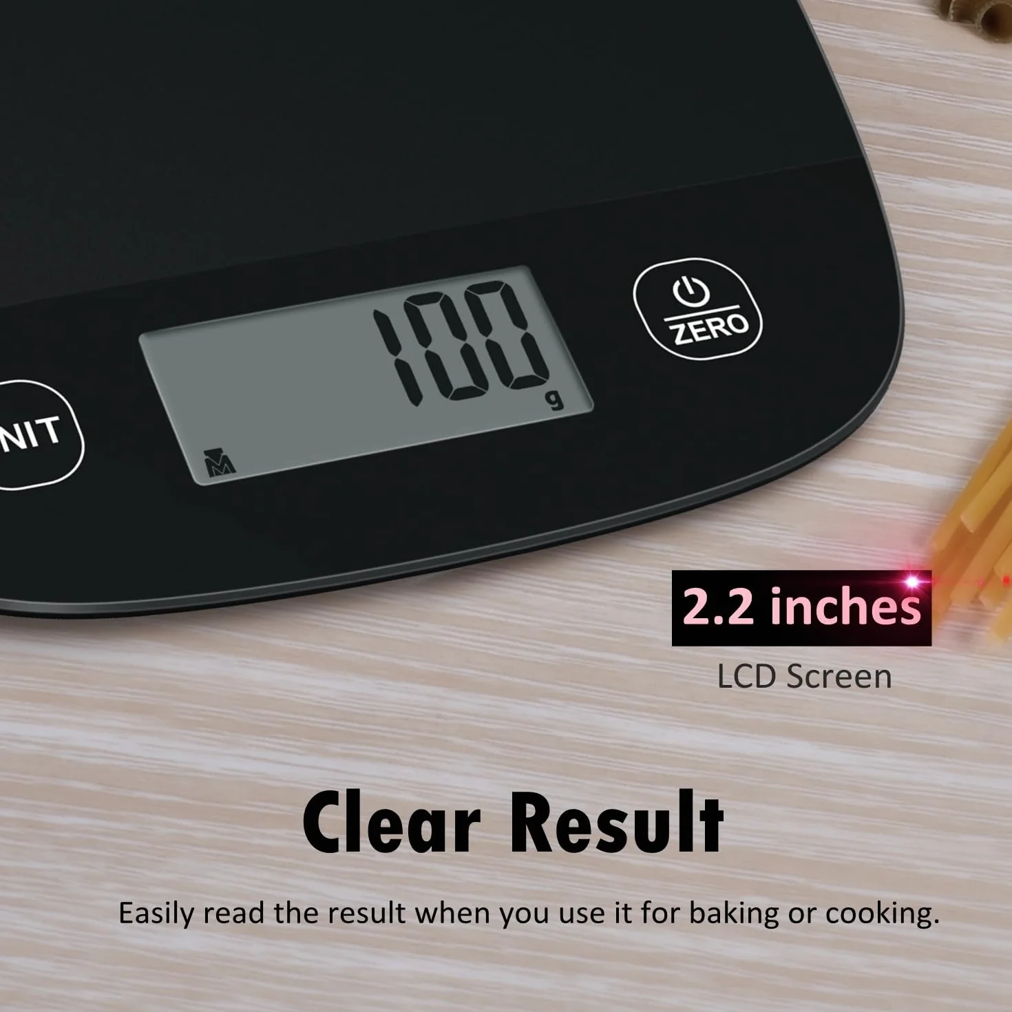 NUTRI FIT Bilancia digitale da cucina ultra sottile Bilancia elettronica multifunzione Bilancia da cucina grande display in plastica piattaforma 5kg/11lb-1g lb.oz fl.oz g ml (nero)