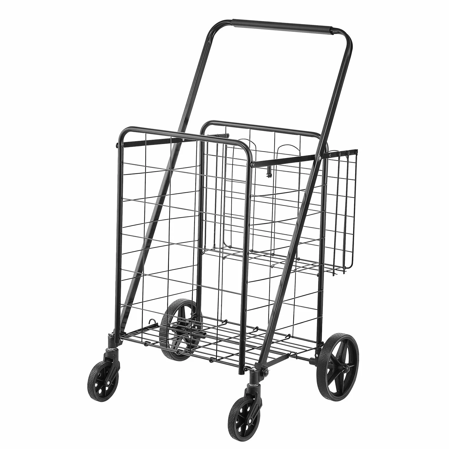 VEVOR Carrello Portabiancheria con 4 Ruote Portabiancherio di Lavanderia, Cesto Posteriore, Carico Max. 50kg, Carrello 6,21kg