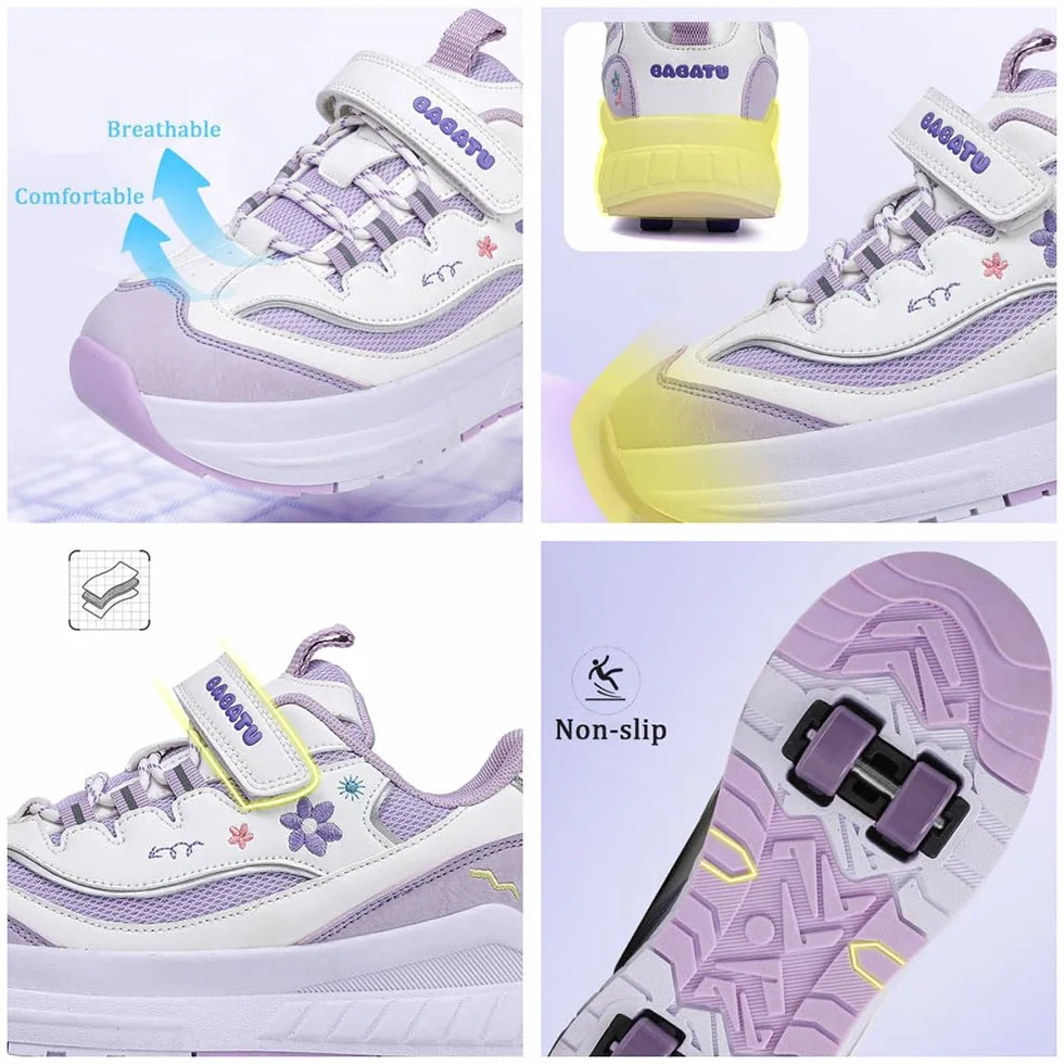 ENEN Sportive Scarpe da Skateboard 4 Ruote Bambina Bambino Ragazze Ragazzi