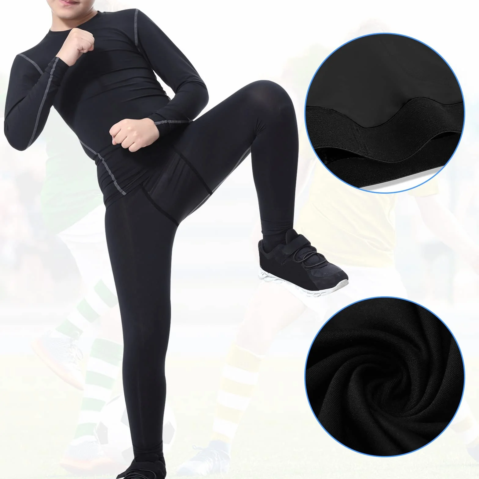 Bambini Giovani Ragazzi Pantaloni a Compressione Leggings Pantaloncini Sportivi Intimo Sportivo per la Corsa Basket Monopiede Tights